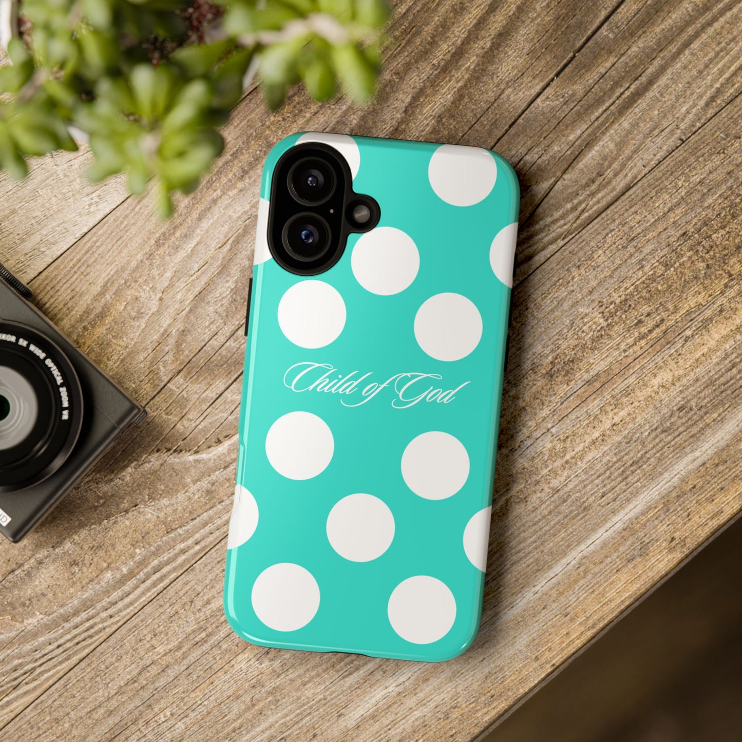 Child of God Turquoise Polka Dot Phone Case