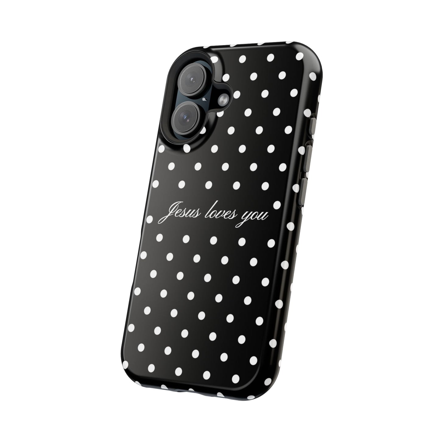 Jesus loves you Black Polka Dot Phone Case MagSafe