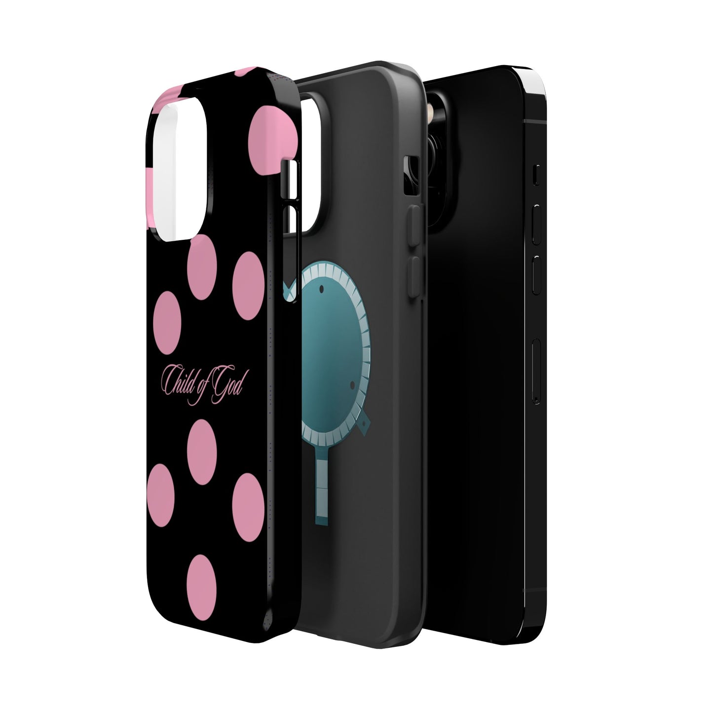 Child of God Pink and Black Polka Dot MagSafe Phone Case