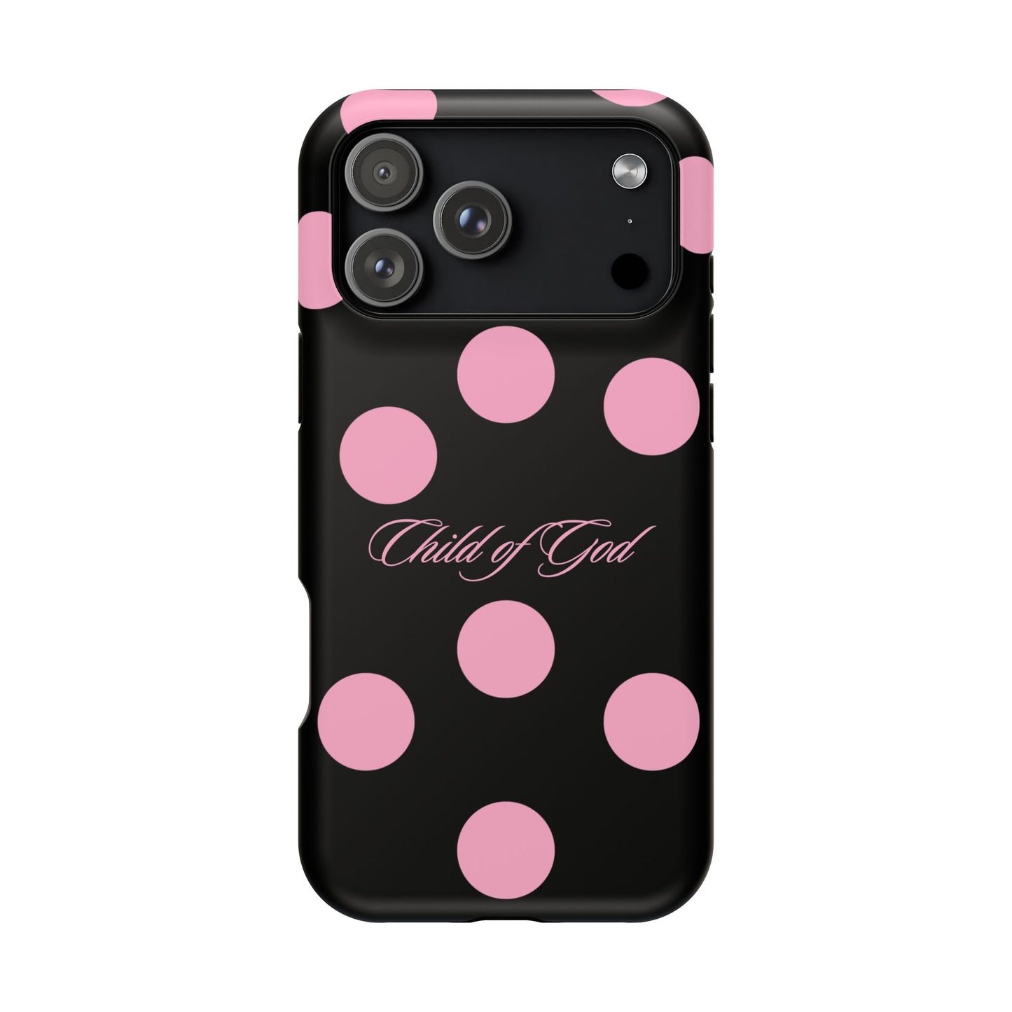 Child of God Pink and Black Polka Dot MagSafe Phone Case