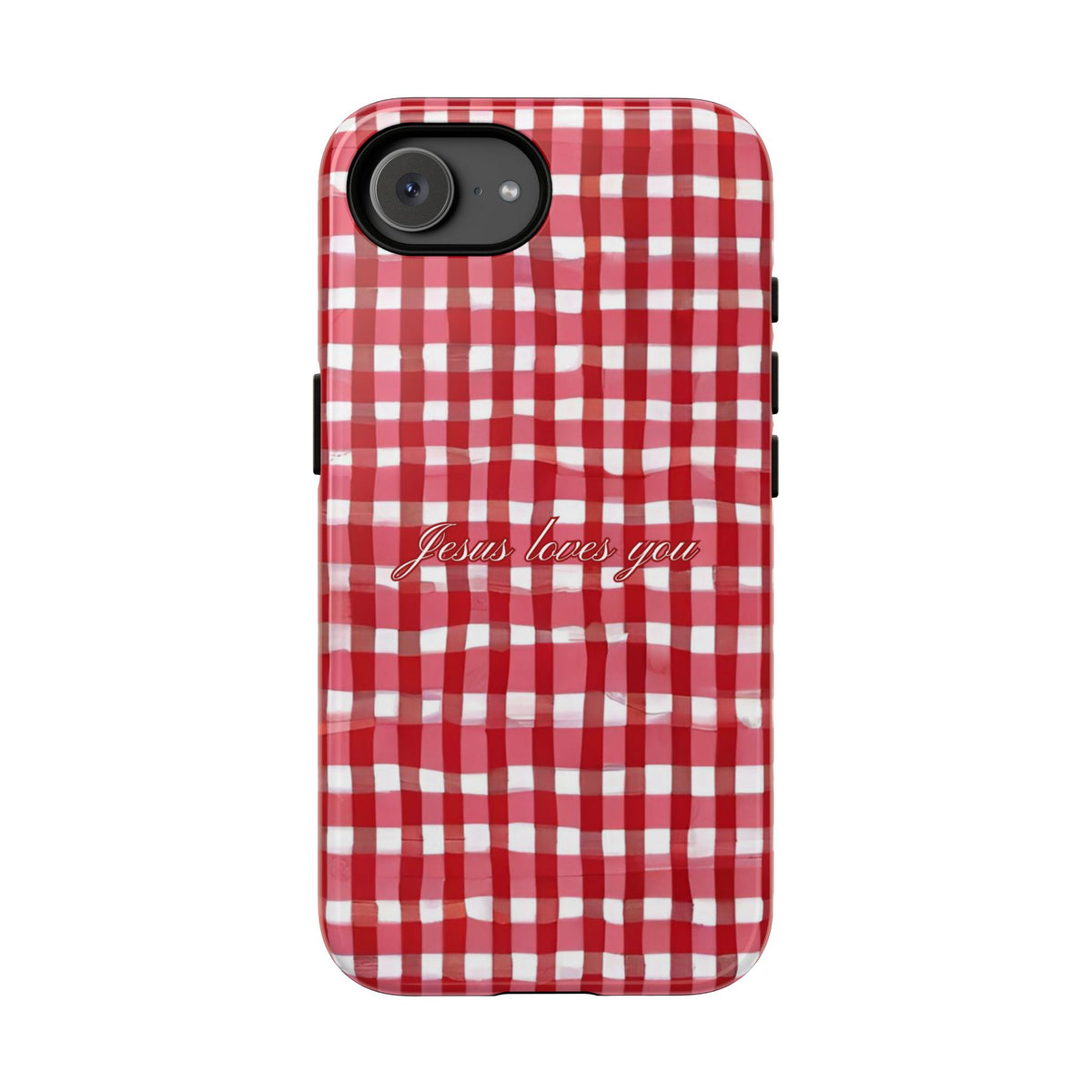 Jesus loves you Gingham phone case