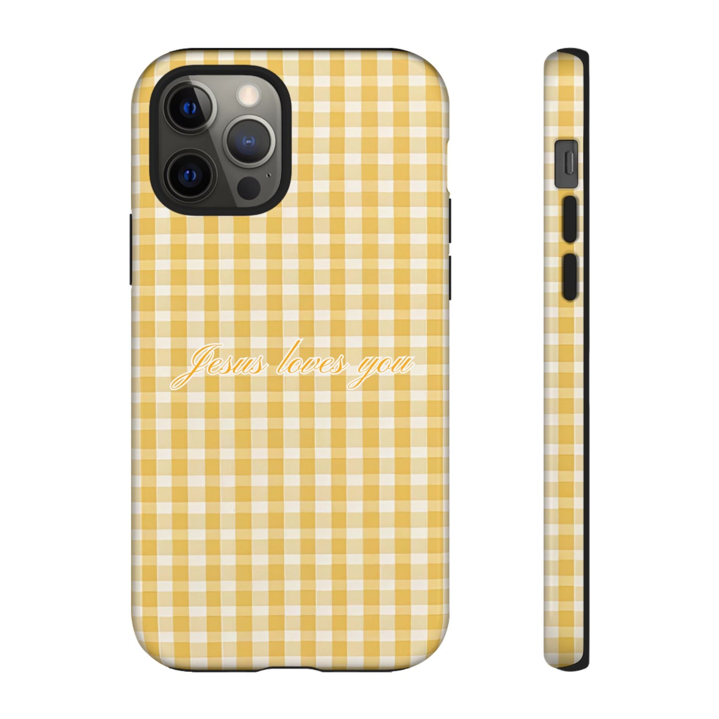 Jesus loves you Yellow Gingham Phone Case