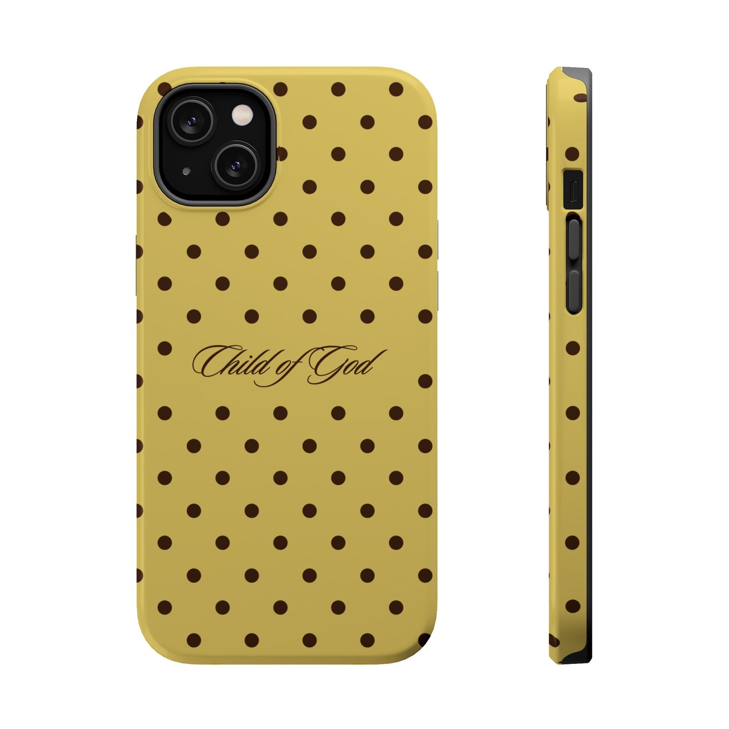 Child of God Yellow and Brown Polka Dot MagSafe Phone Case