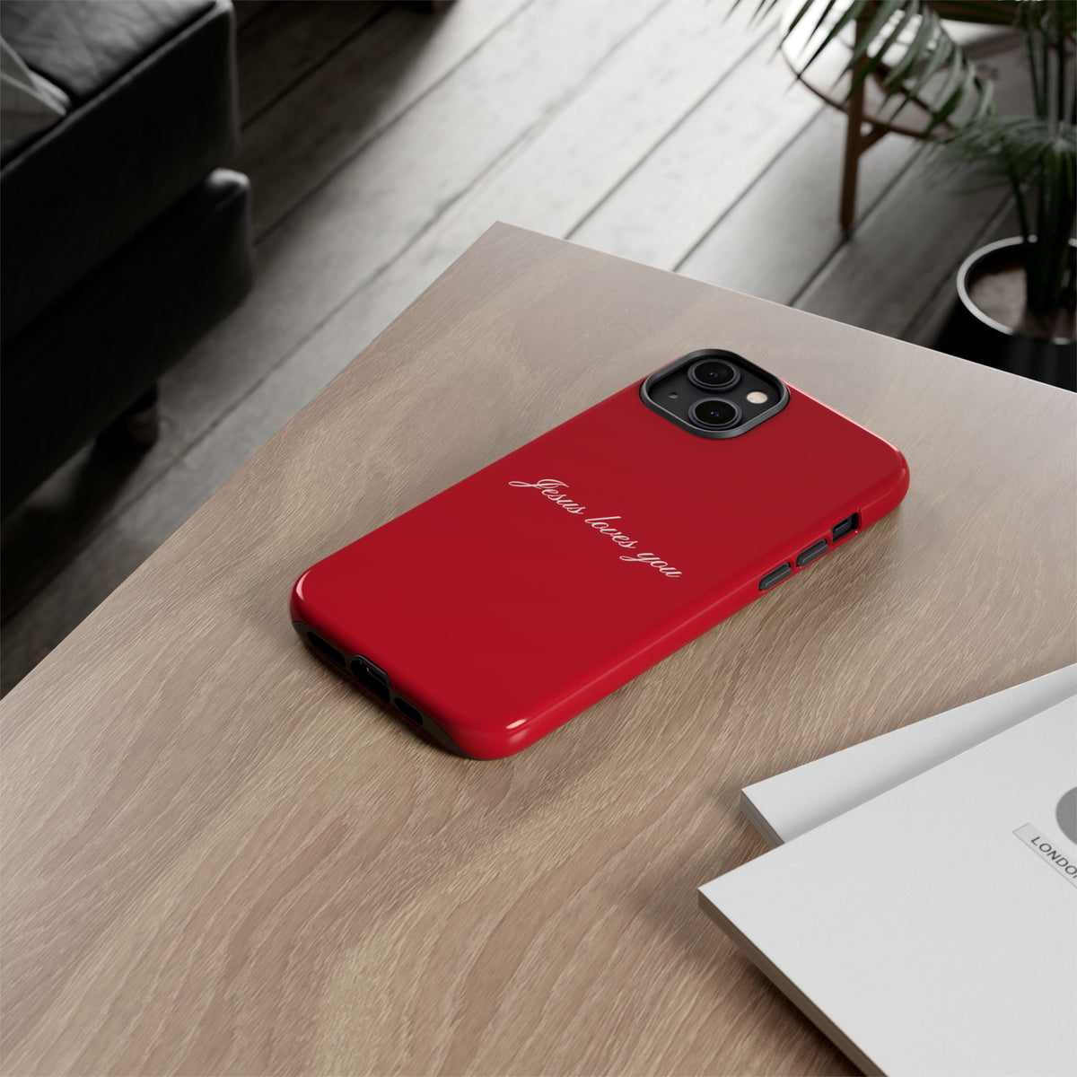Jesus loves you Red Phone Case