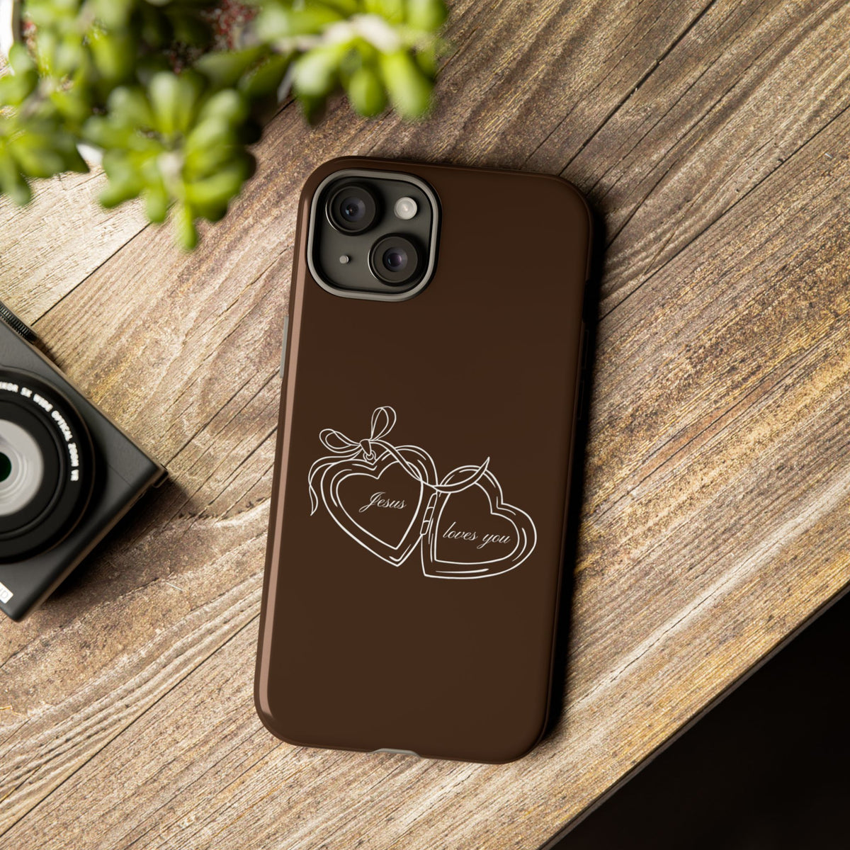 Jesus loves you Locket Espresso Phone Case