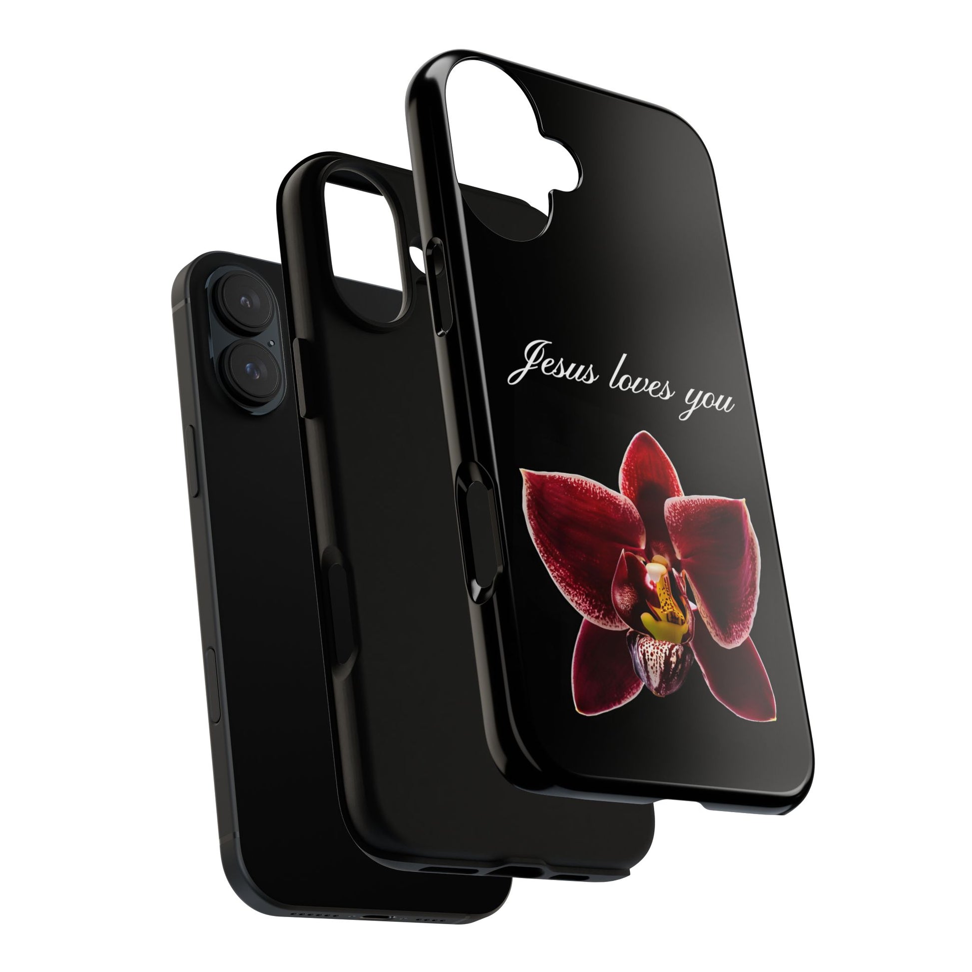 Jesus loves you Black Flower Phone Case Lait et Miel Co. Jesus loves you Black Flower Phone Case Lait et Miel Co.