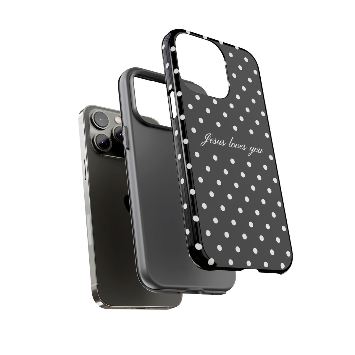 Jesus Loves You Black Polka Dot Phone Case