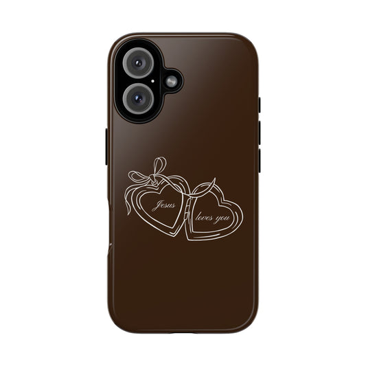 Jesus loves you Locket Espresso Phone Case