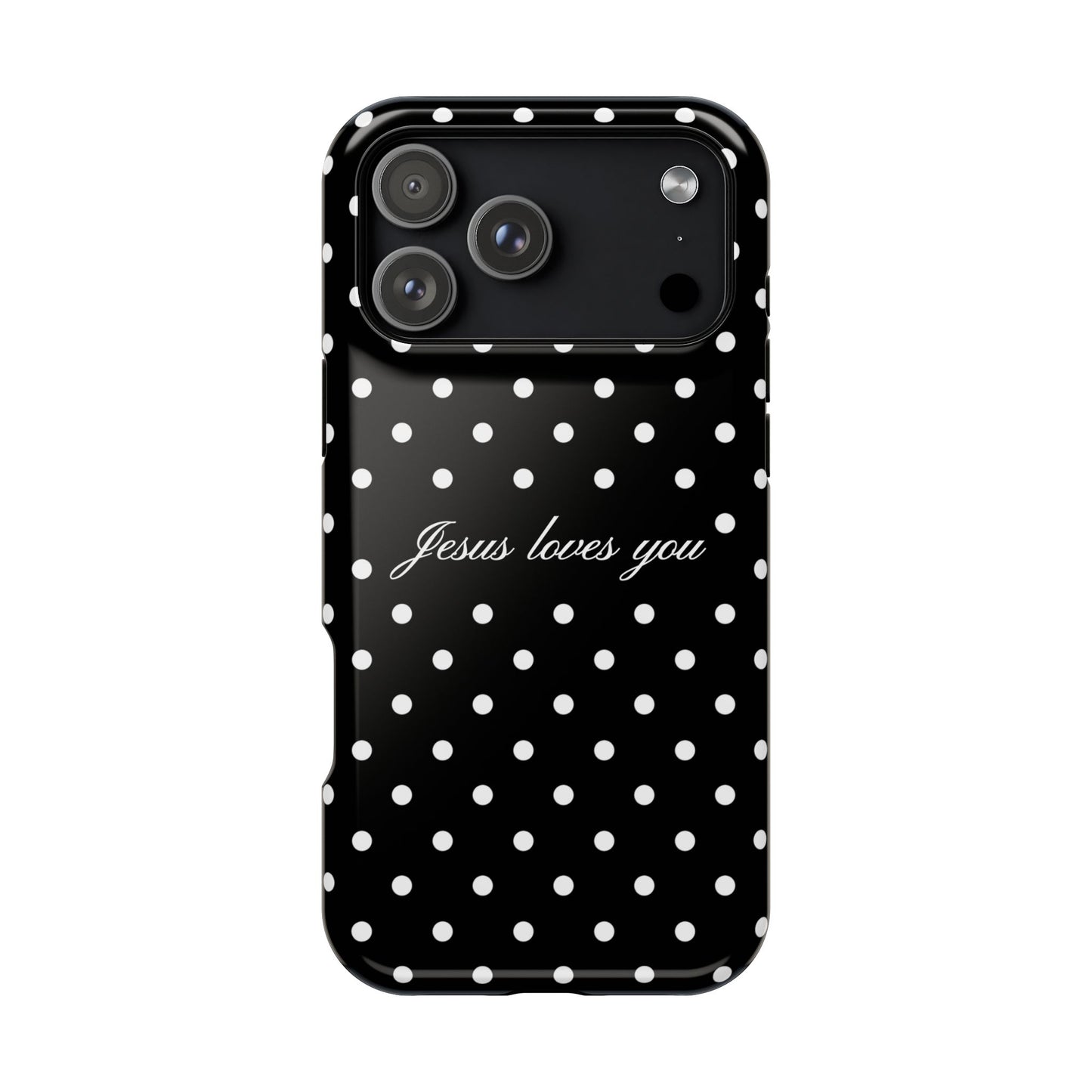 Jesus loves you Black Polka Dot Phone Case MagSafe