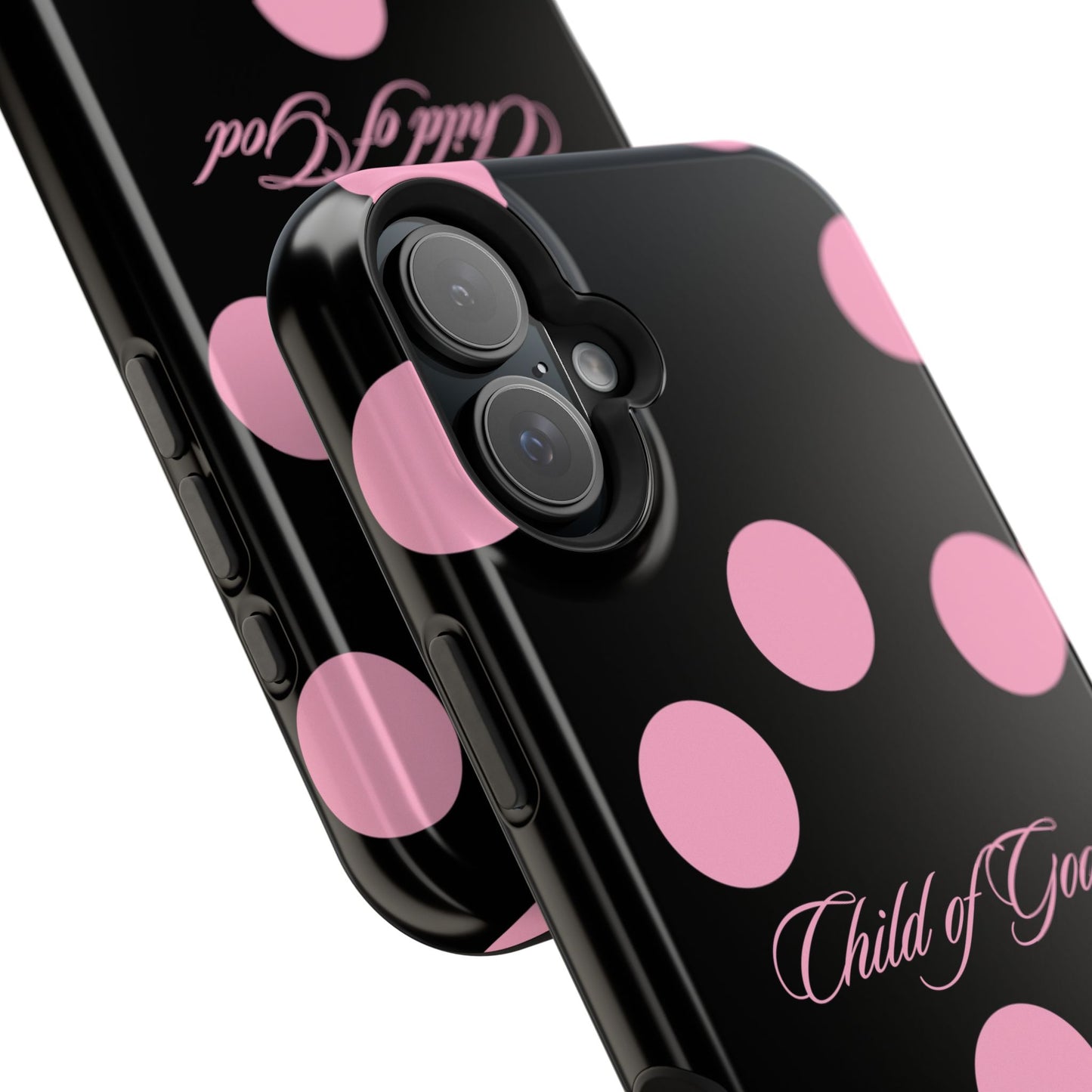 Child of God Pink and Black Polka Dot MagSafe Phone Case