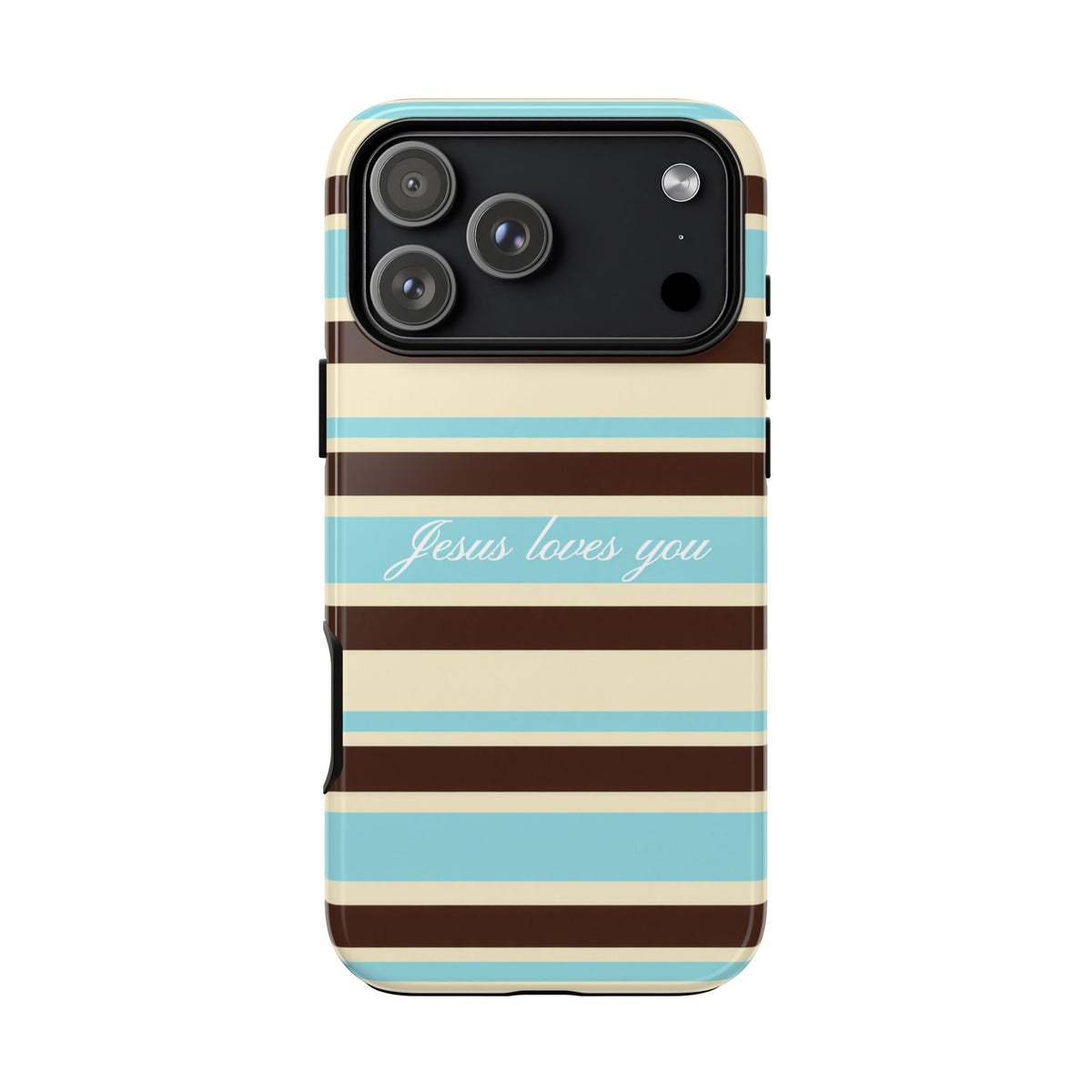 Jesus Loves You Aqua Stripe Phone Case