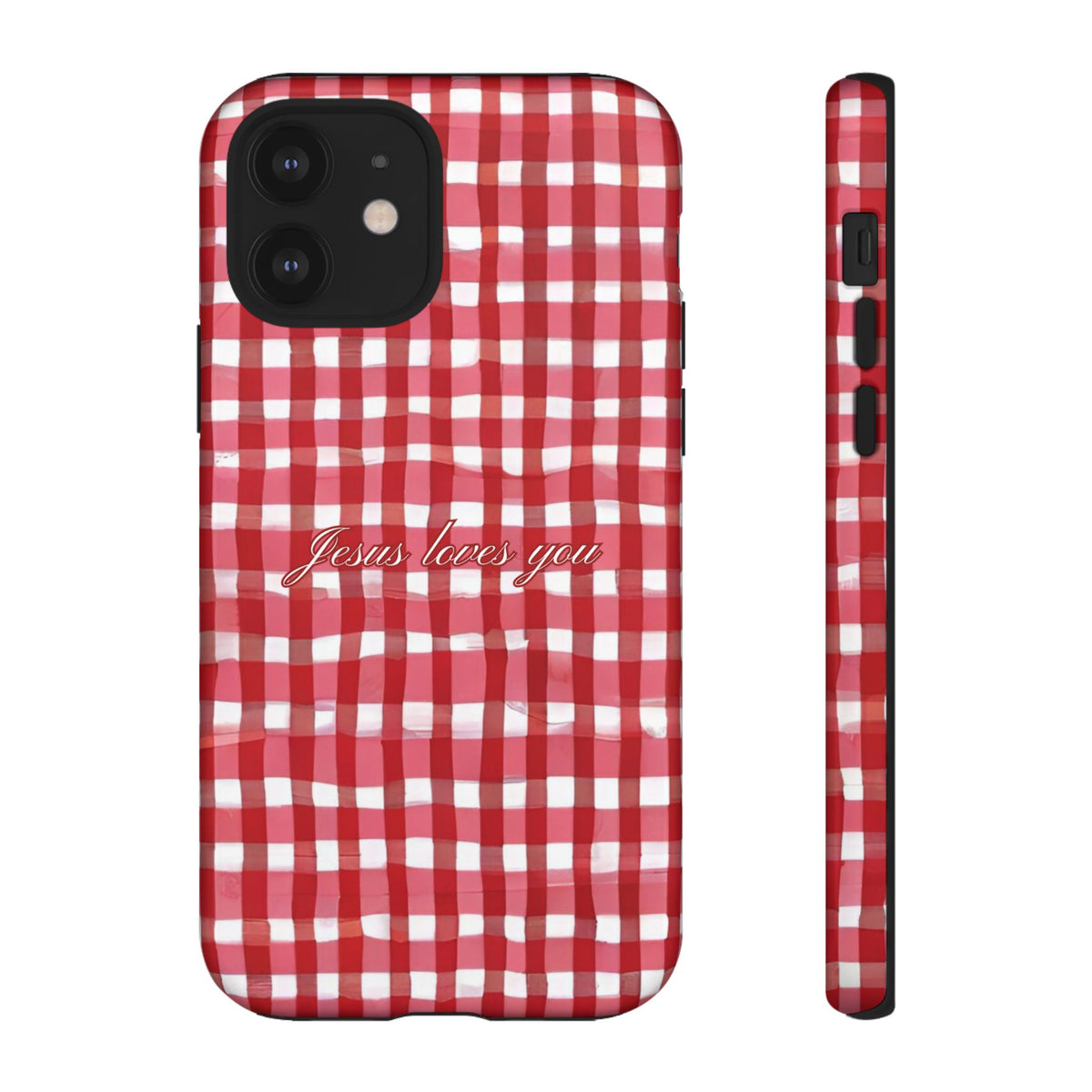 Jesus loves you Gingham phone case