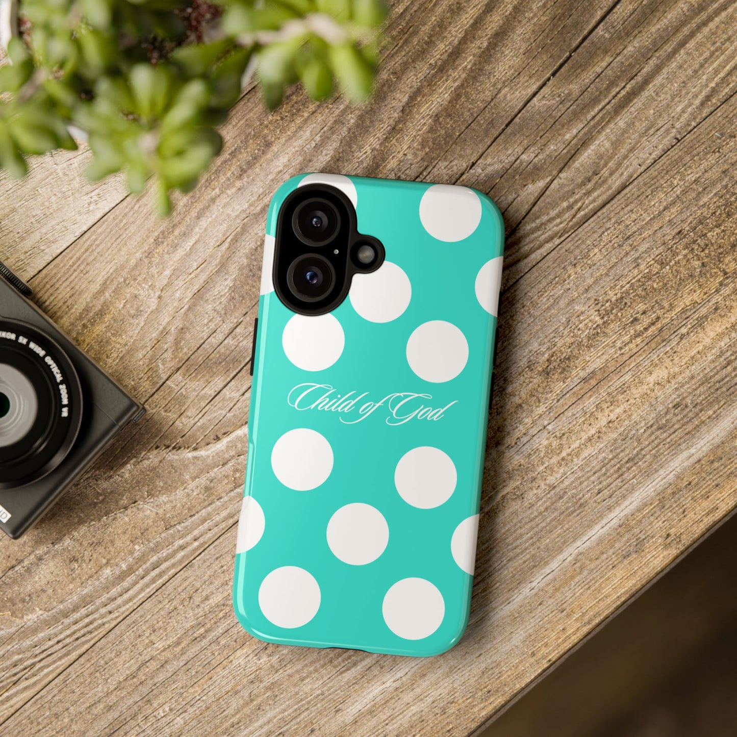 Child of God Turquoise Polka Dot Phone Case