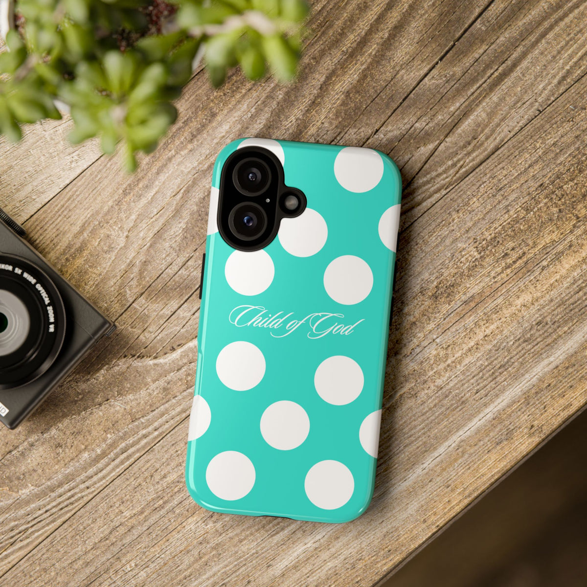 Child of God Turquoise Polka Dot Phone Case