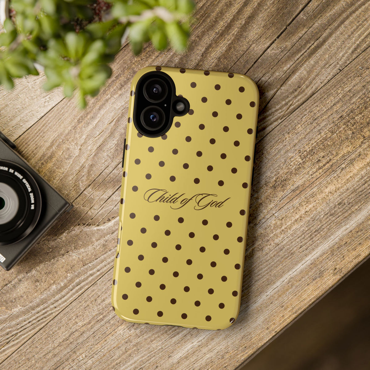 Child of God Brown & Yellow Polka Dot Phone Case