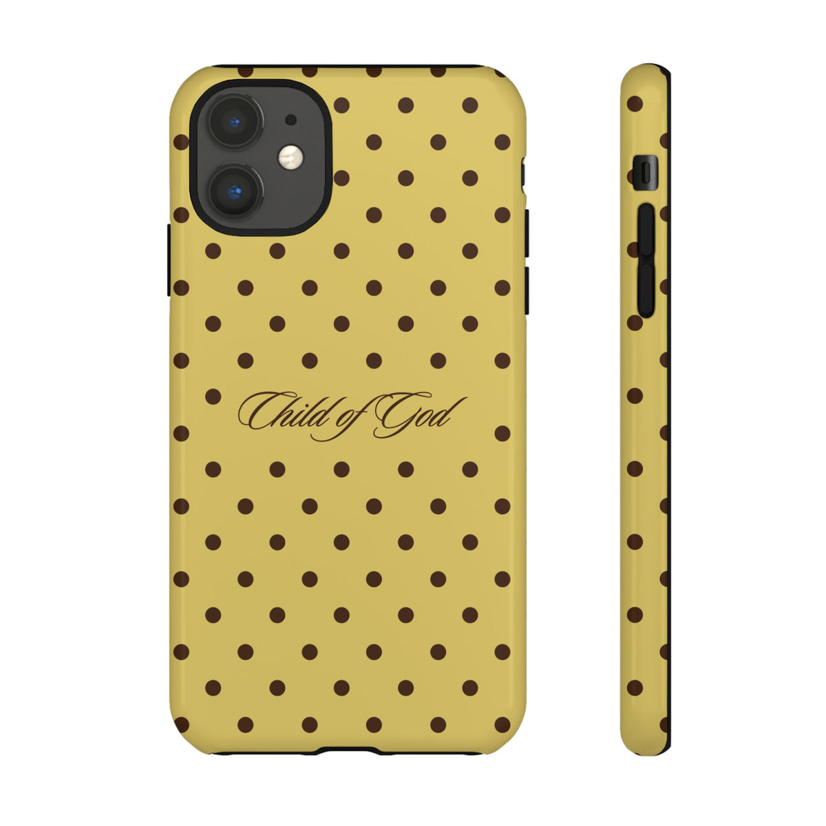 Child of God Brown & Yellow Polka Dot Phone Case