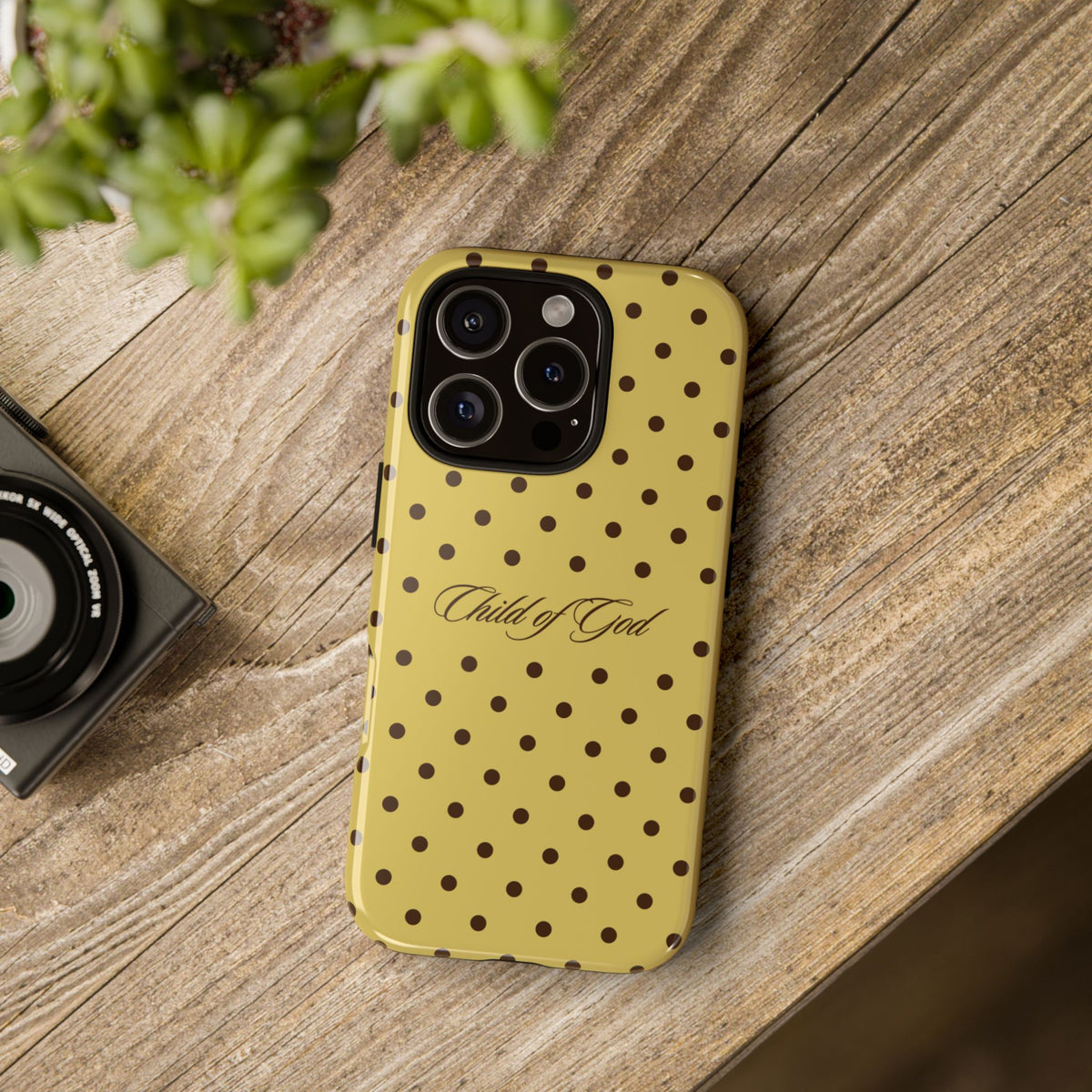 Child of God Brown & Yellow Polka Dot Phone Case