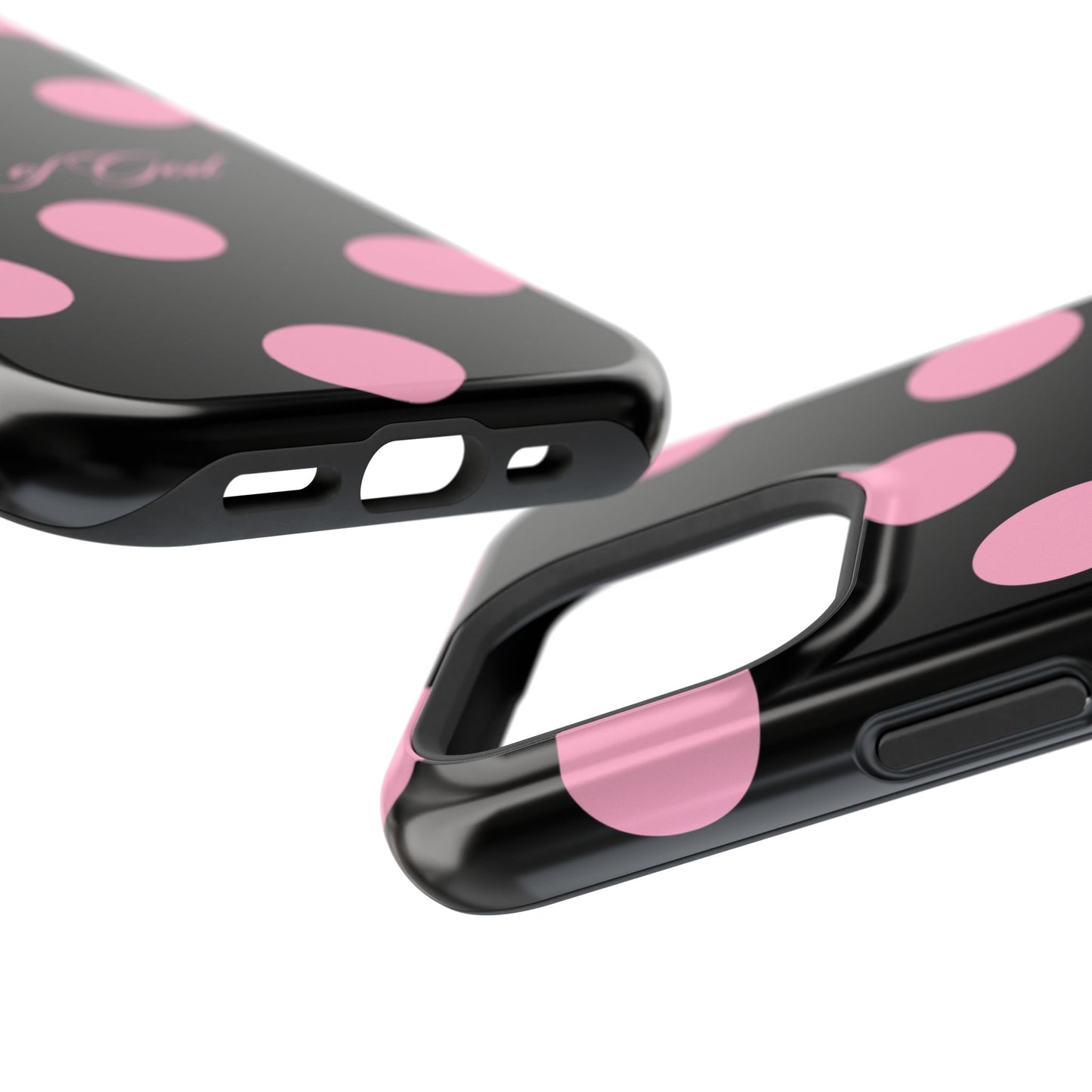Child of God Pink and Black Polka Dot MagSafe Phone Case