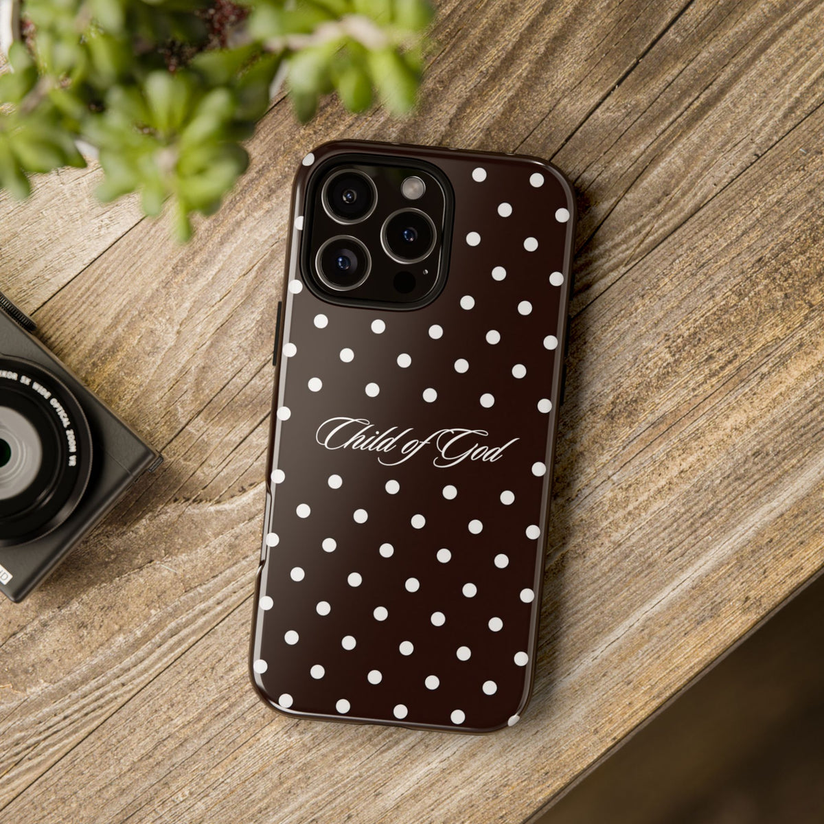 Child of God Espresso Polka Dot Phone Case
