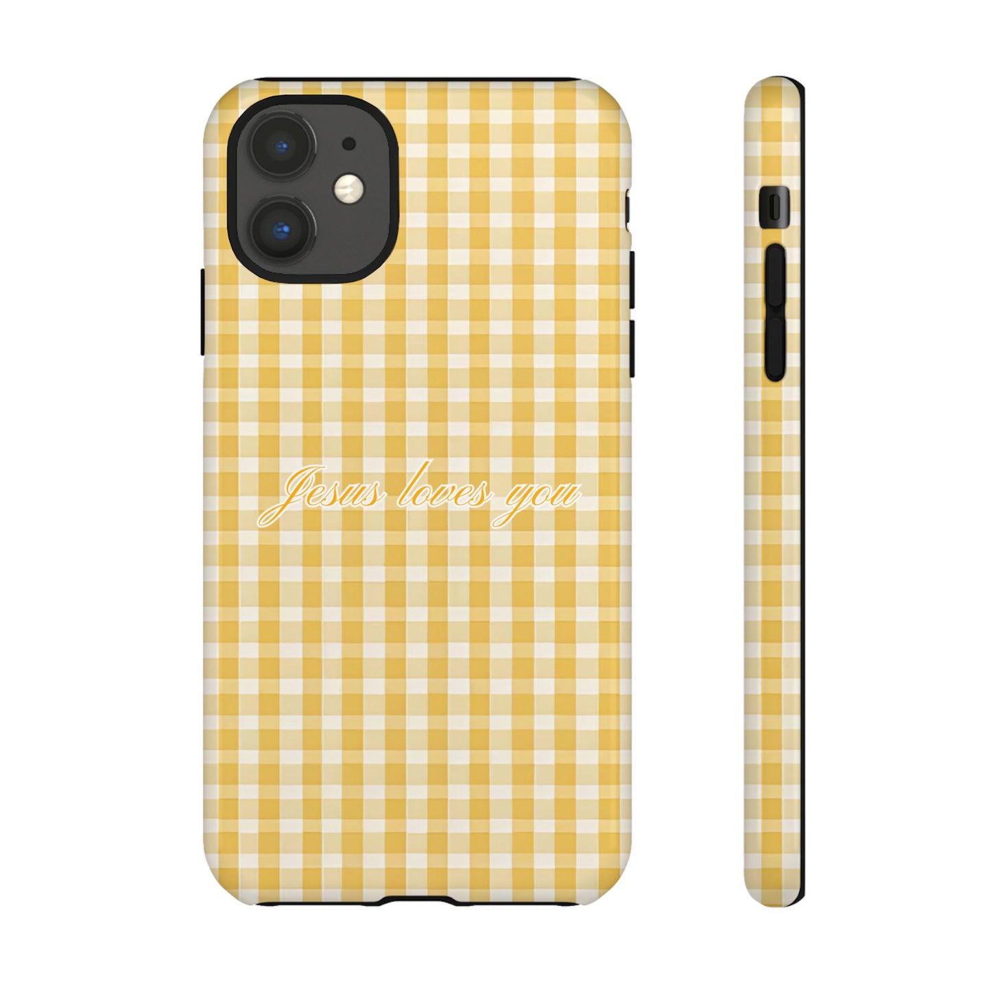 Jesus loves you Yellow Gingham Phone Case