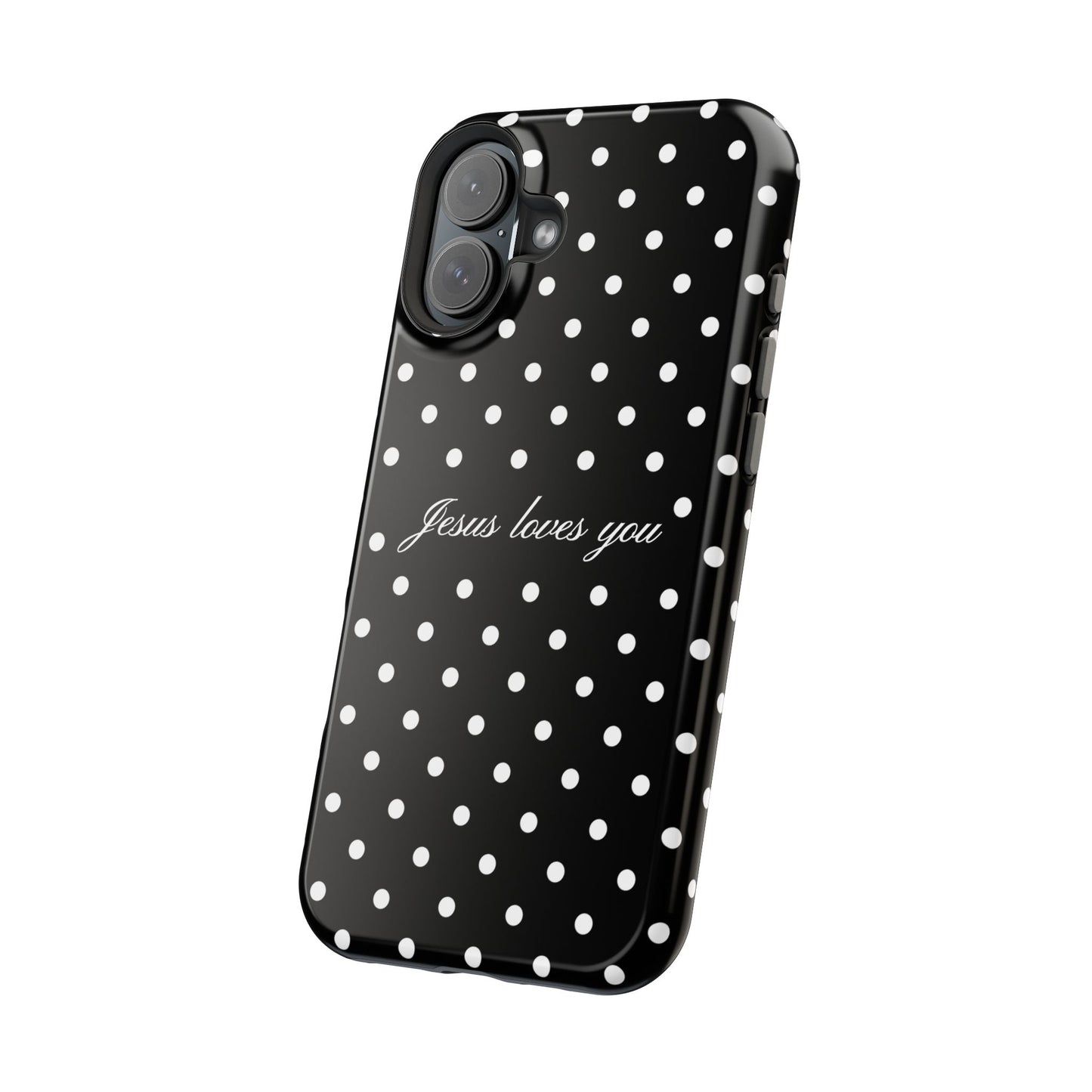 Jesus loves you Black Polka Dot Phone Case MagSafe