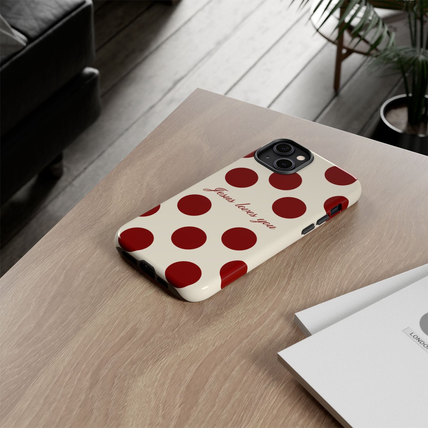 Jesus loves you Red and Créame Phone Case