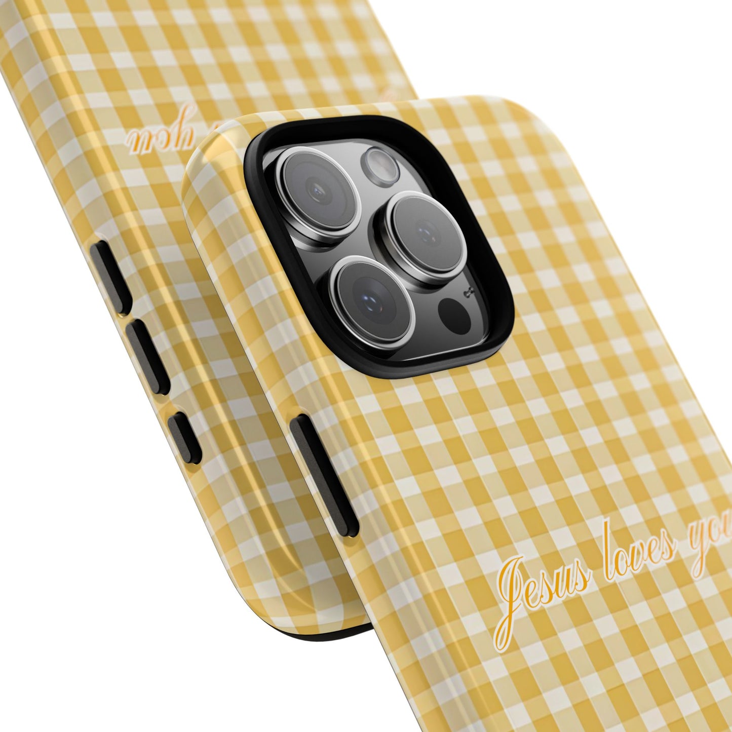 Jesus loves you Yellow Gingham Phone Case