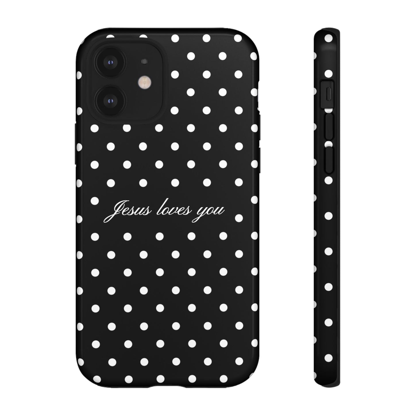 Jesus Loves You Black Polka Dot Phone Case