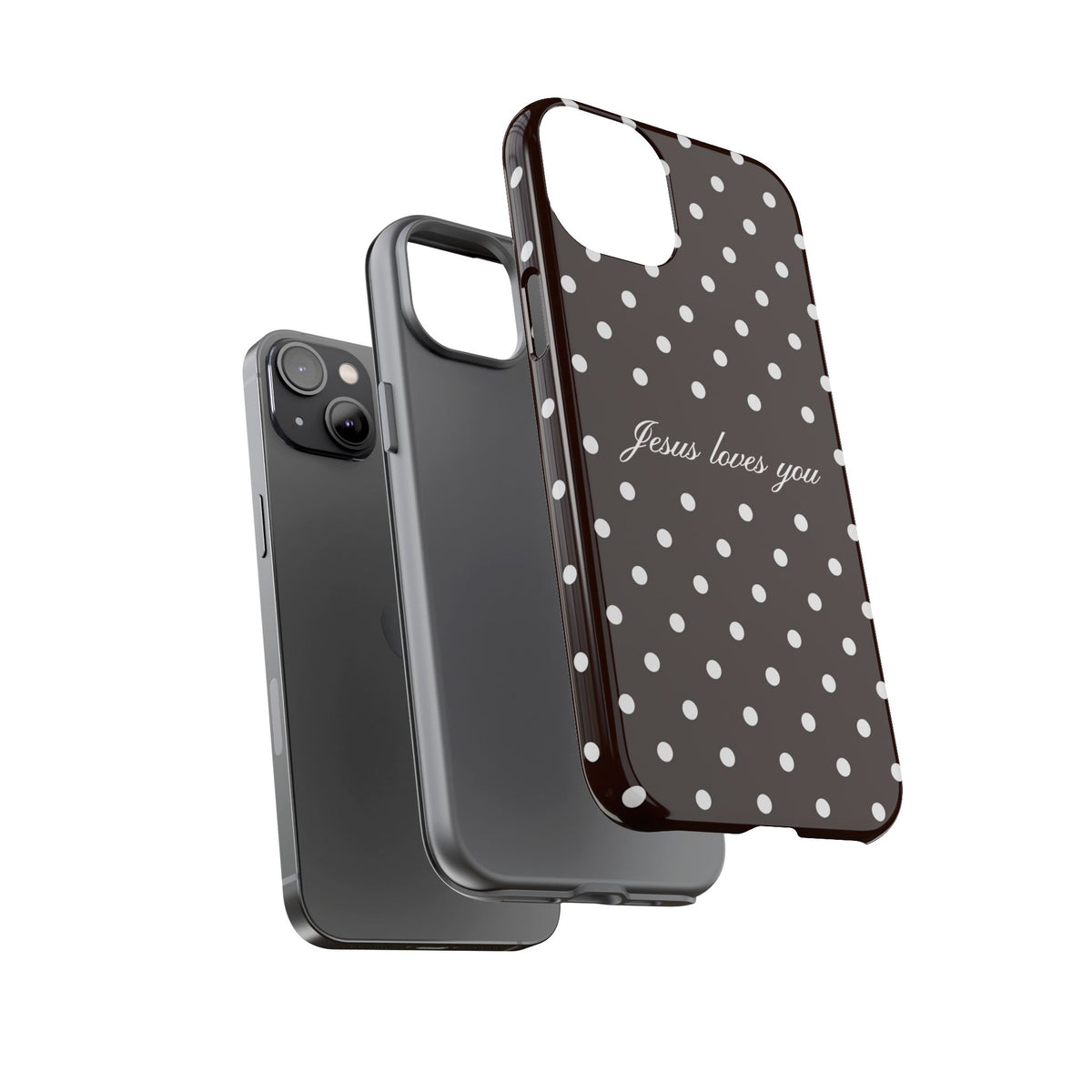 Jesus loves you Espresso Polka Dot Phone Case