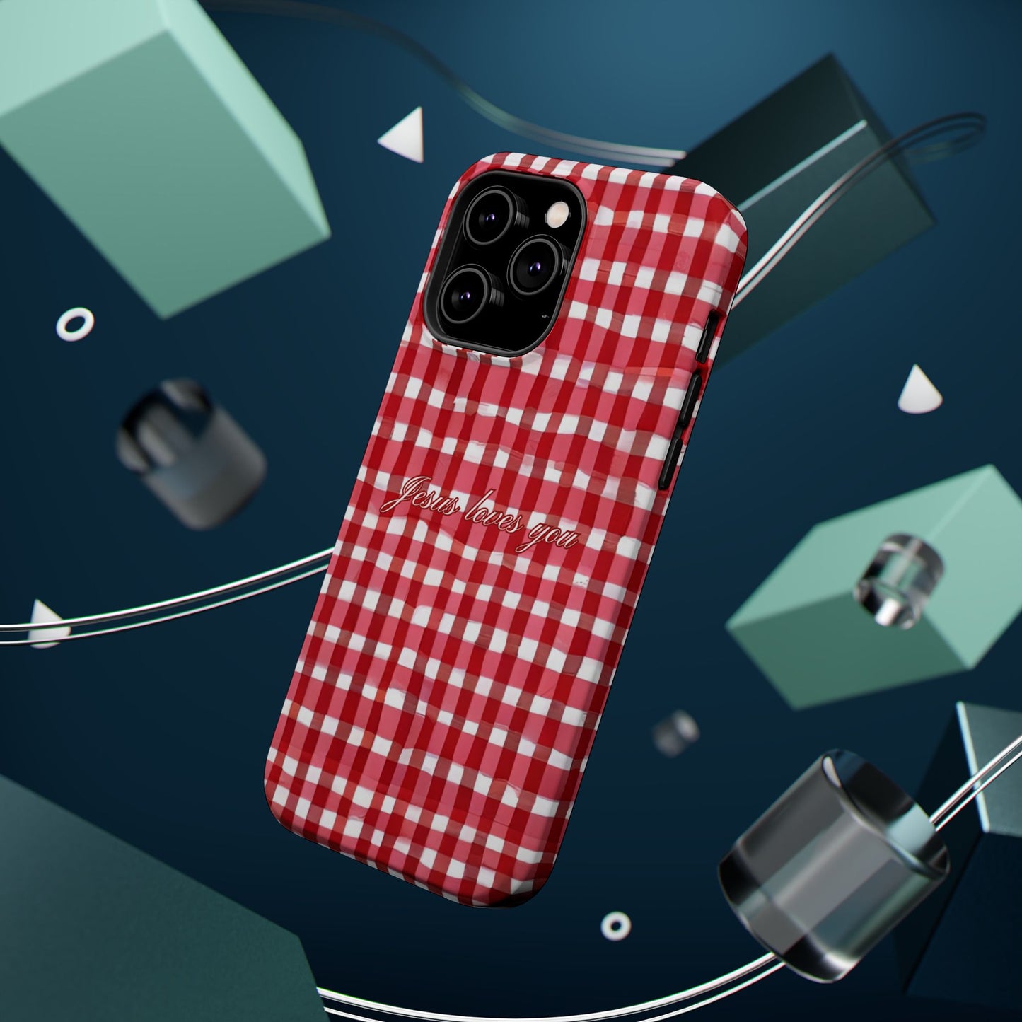 Jesus loves you Gingham MagSafe Phone Case