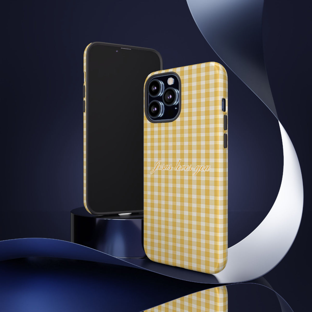 Jesus loves you Yellow Gingham Phone Case