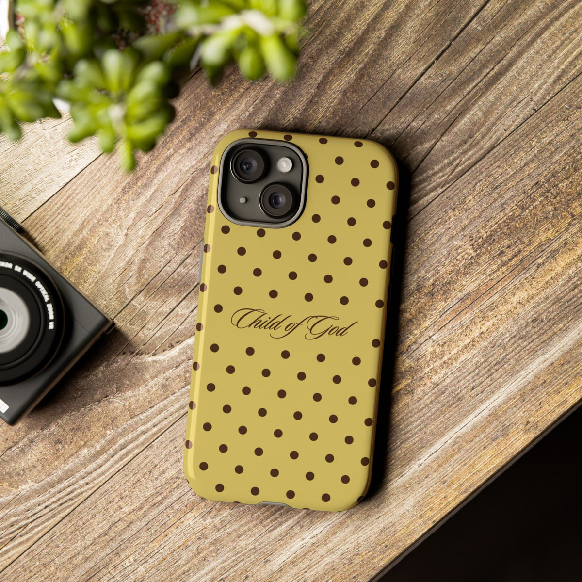 Child of God Brown & Yellow Polka Dot Phone Case