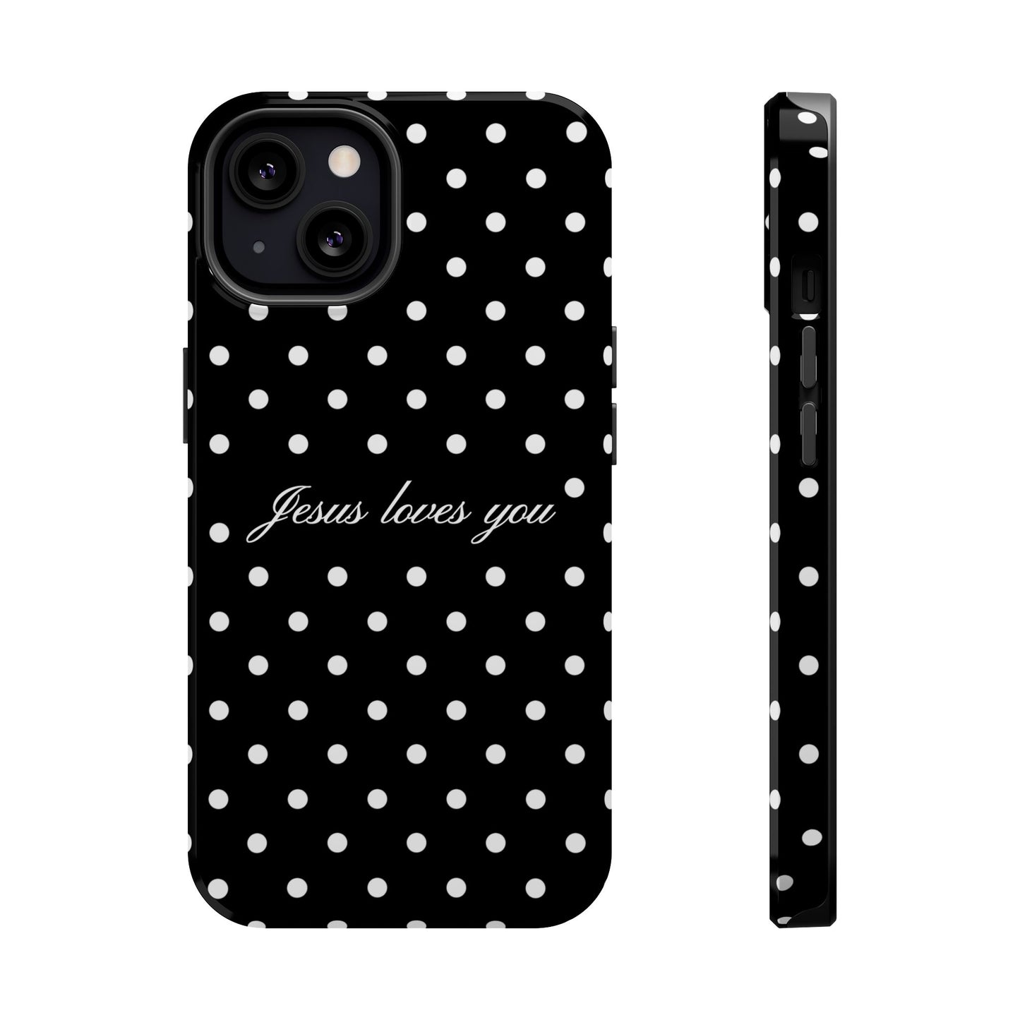 Jesus loves you Black Polka Dot Phone Case MagSafe