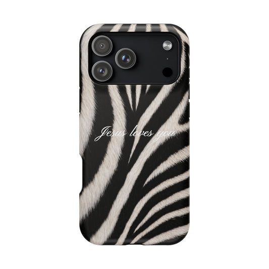 Jesus loves you Zebra MagSafe Phone Case