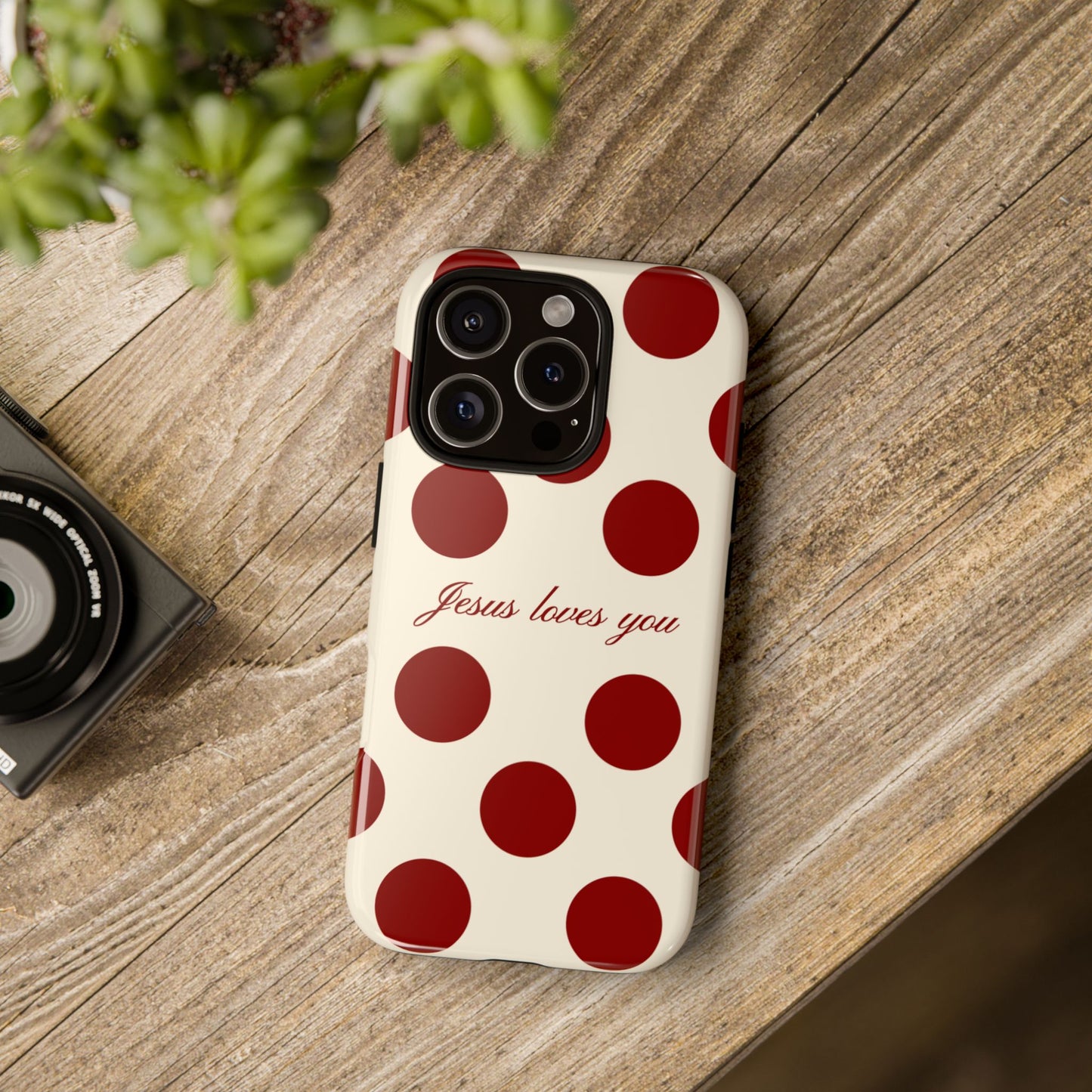 Jesus loves you Red and Créame Phone Case