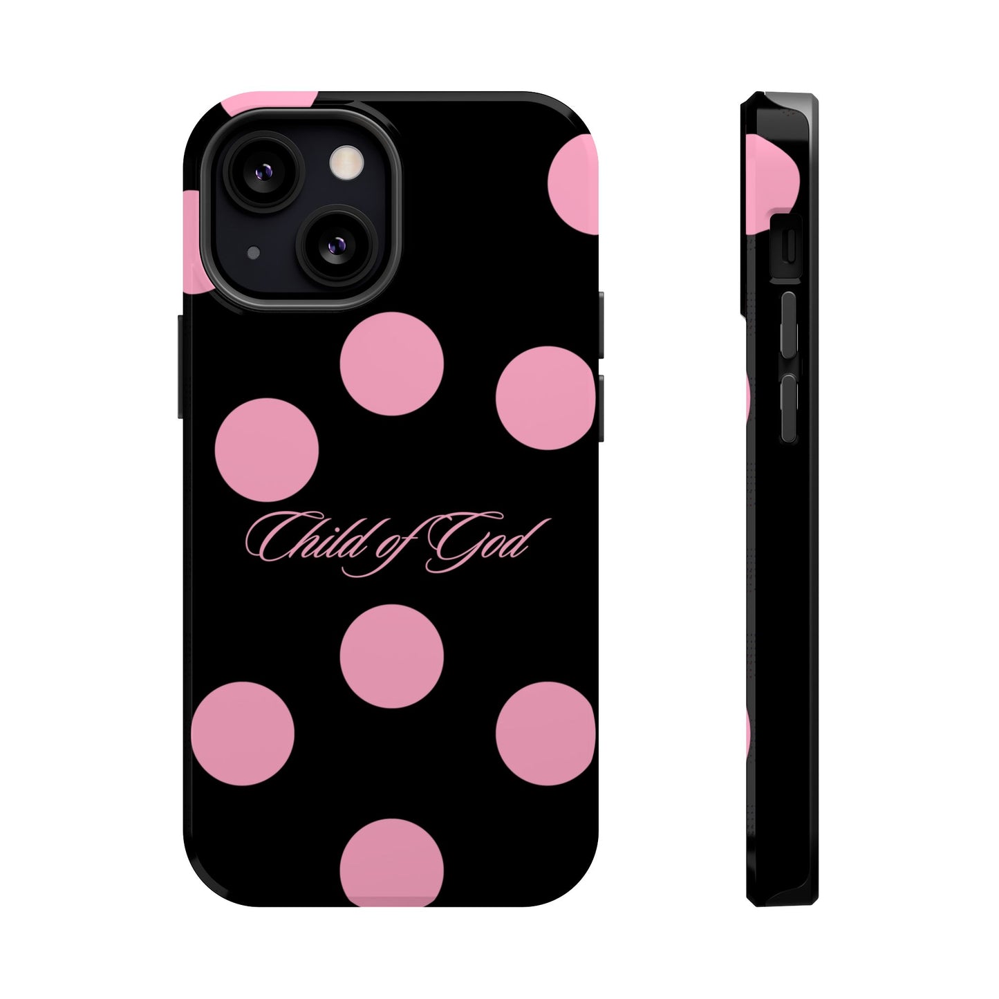 Child of God Pink and Black Polka Dot MagSafe Phone Case