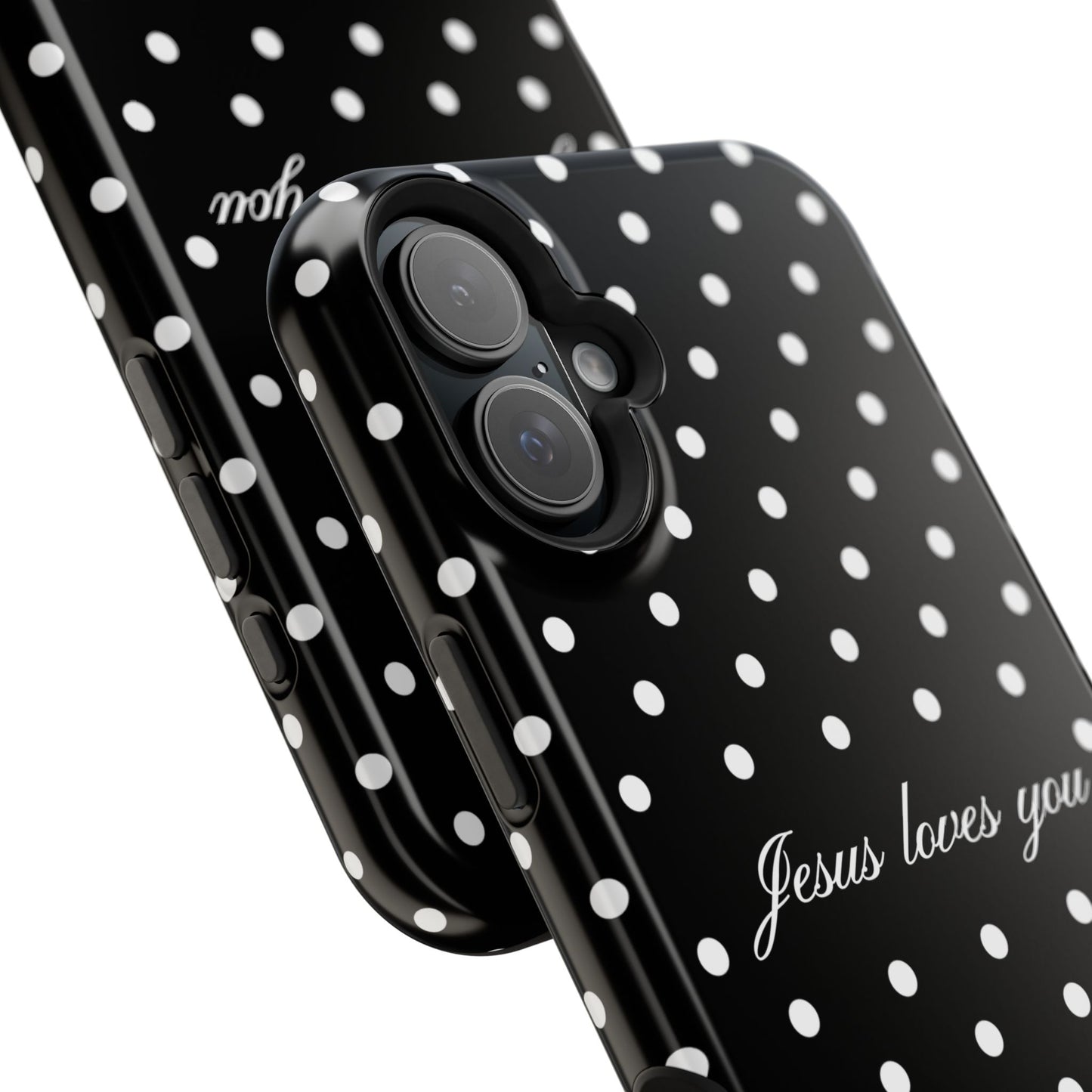 Jesus loves you Black Polka Dot Phone Case MagSafe