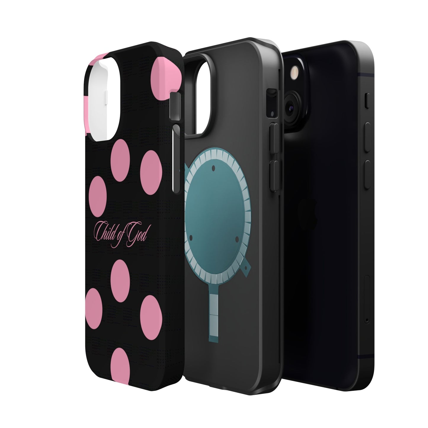 Child of God Pink and Black Polka Dot MagSafe Phone Case