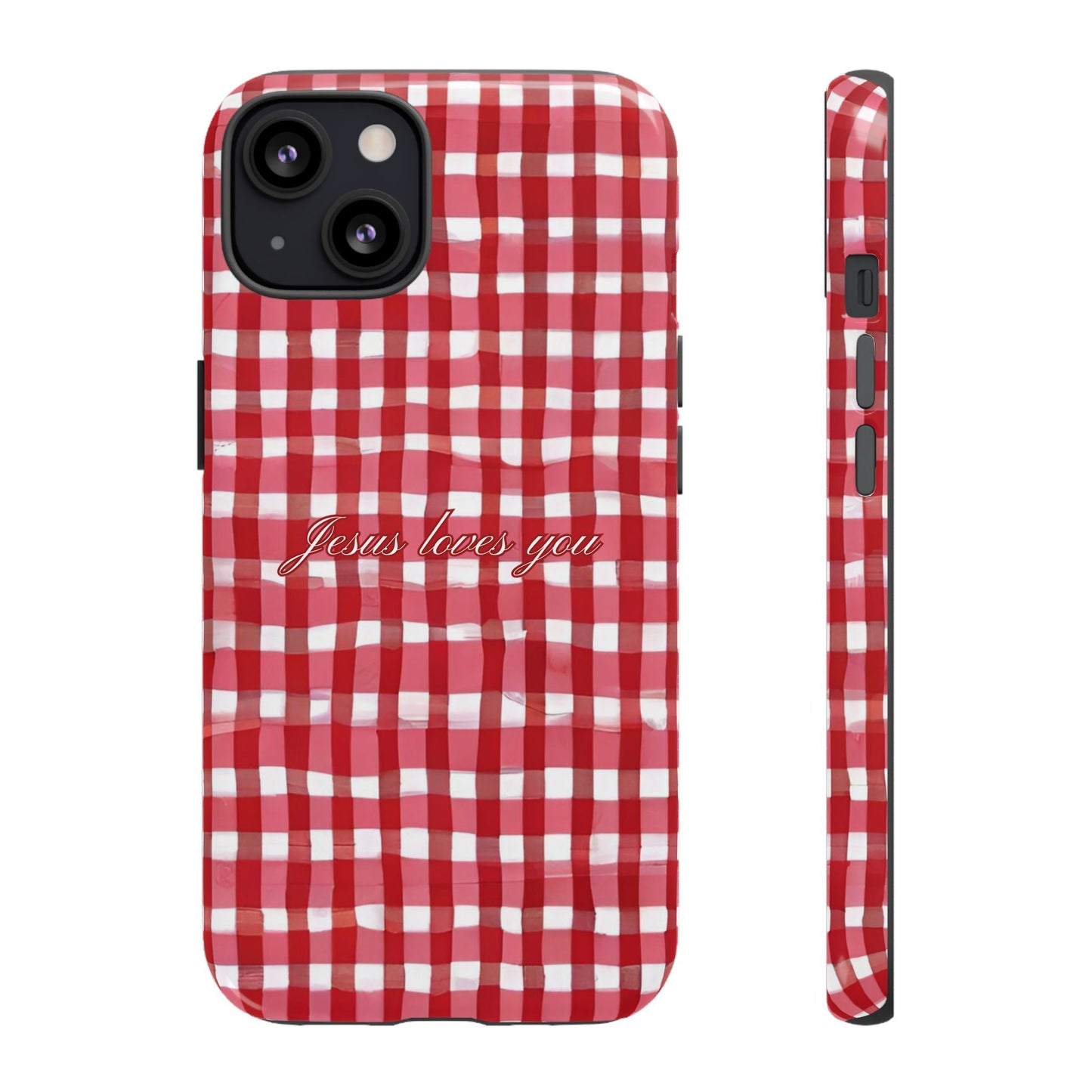 Jesus loves you Gingham phone case