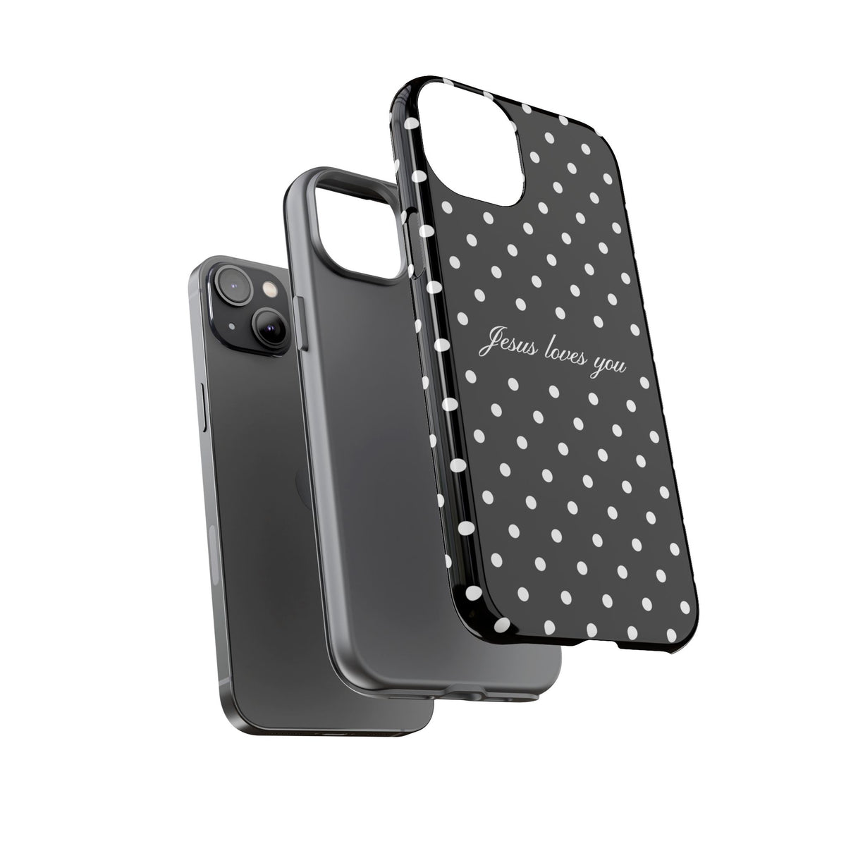 Jesus Loves You Black Polka Dot Phone Case