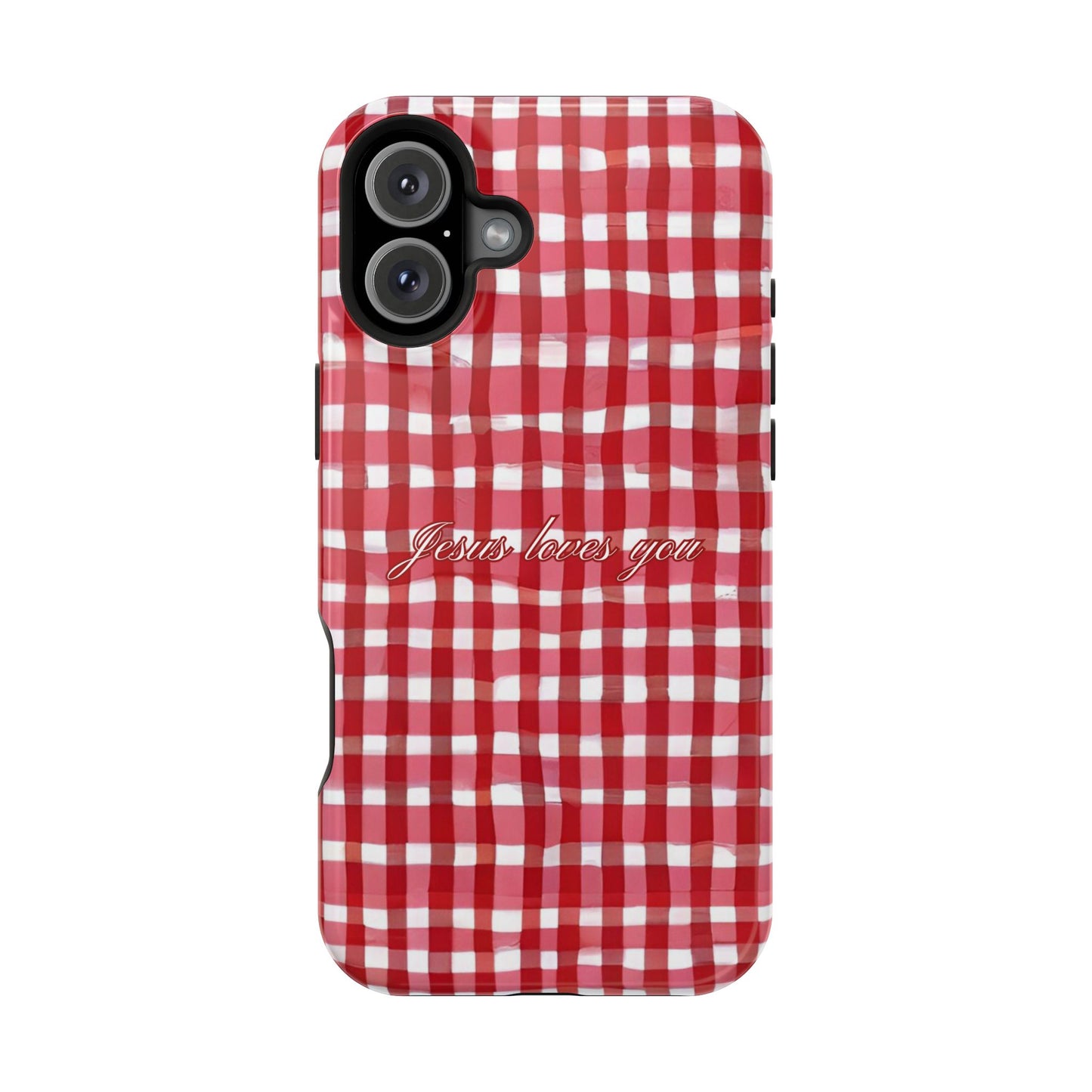 Jesus loves you Gingham MagSafe Phone Case