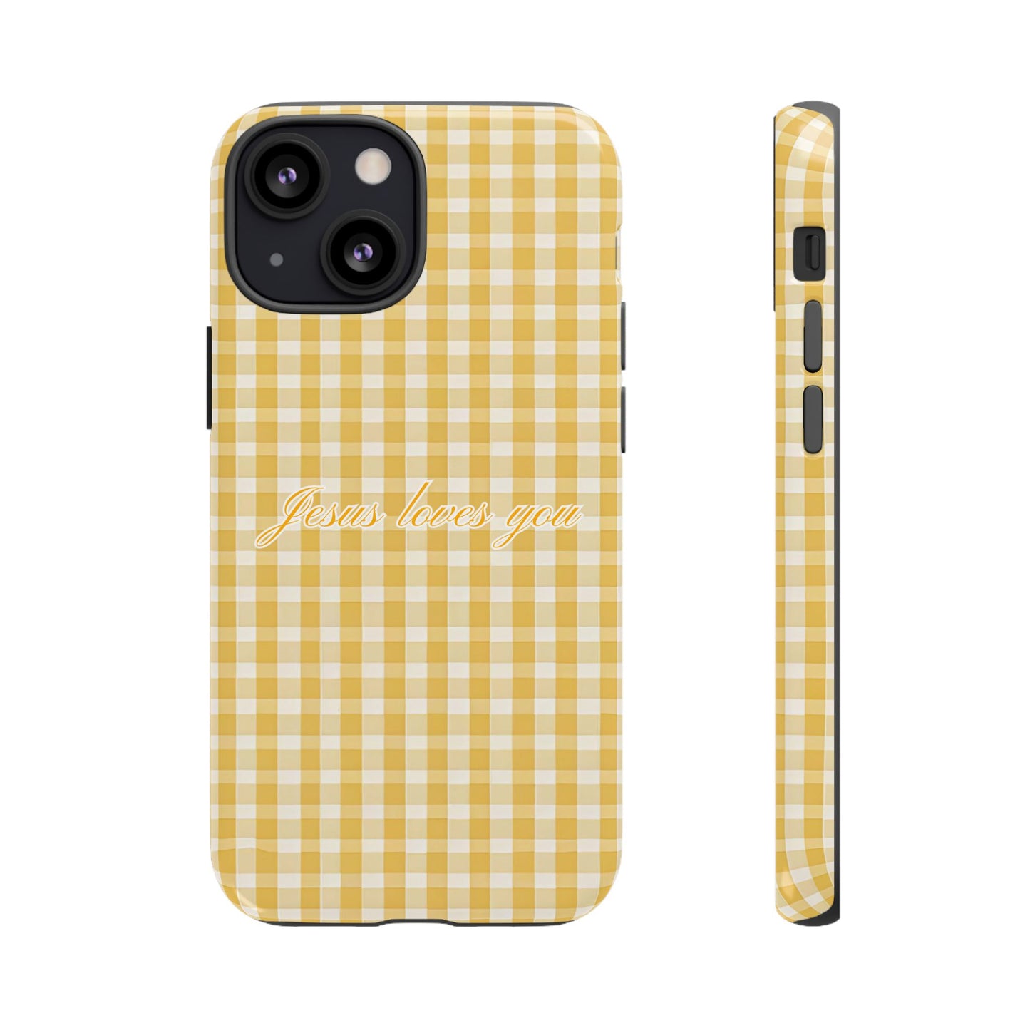 Jesus loves you Yellow Gingham Phone Case