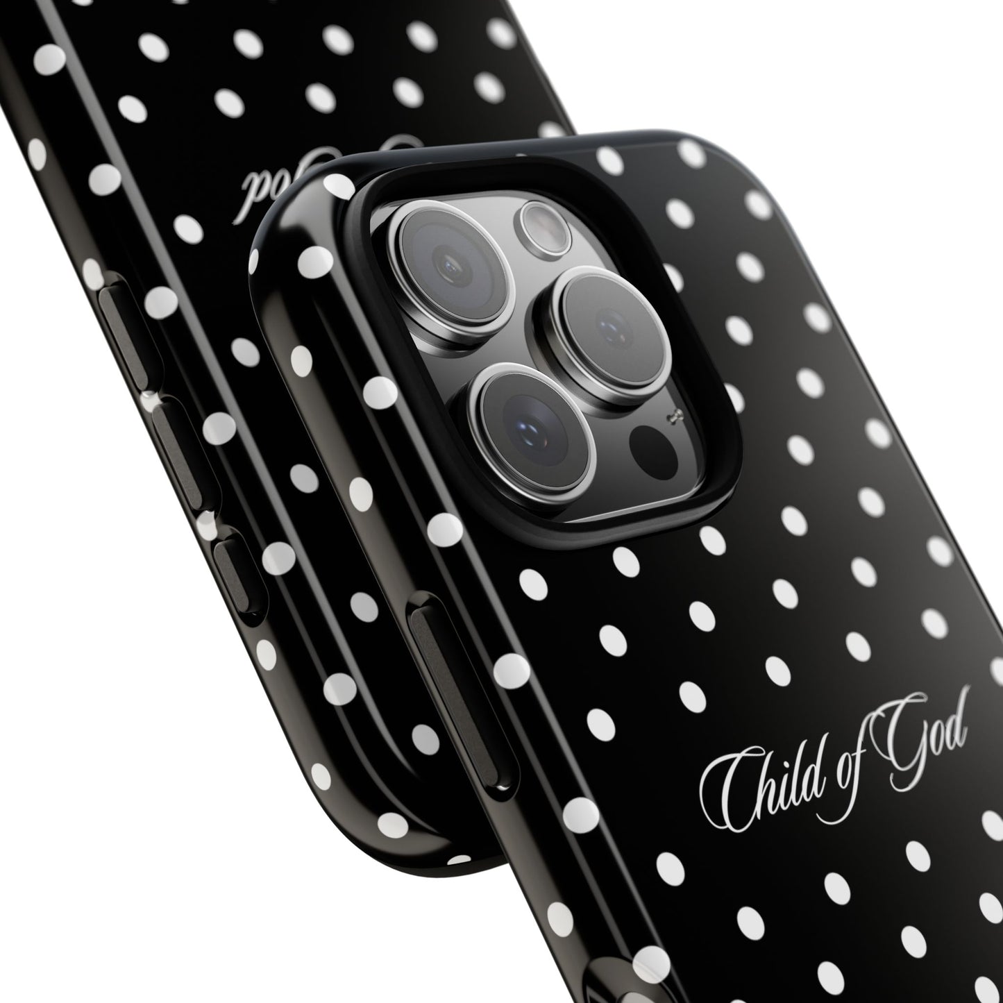 Child of God Black Polka Dot Phone Case