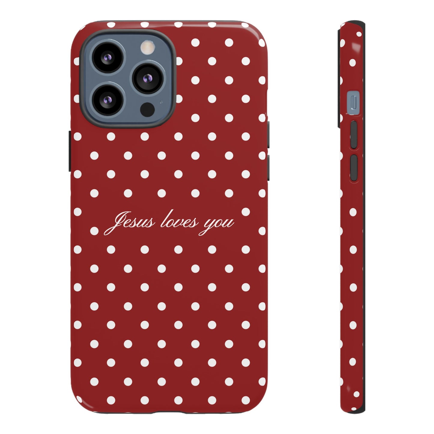 Jesus loves you Red Polka Dot Phone Case