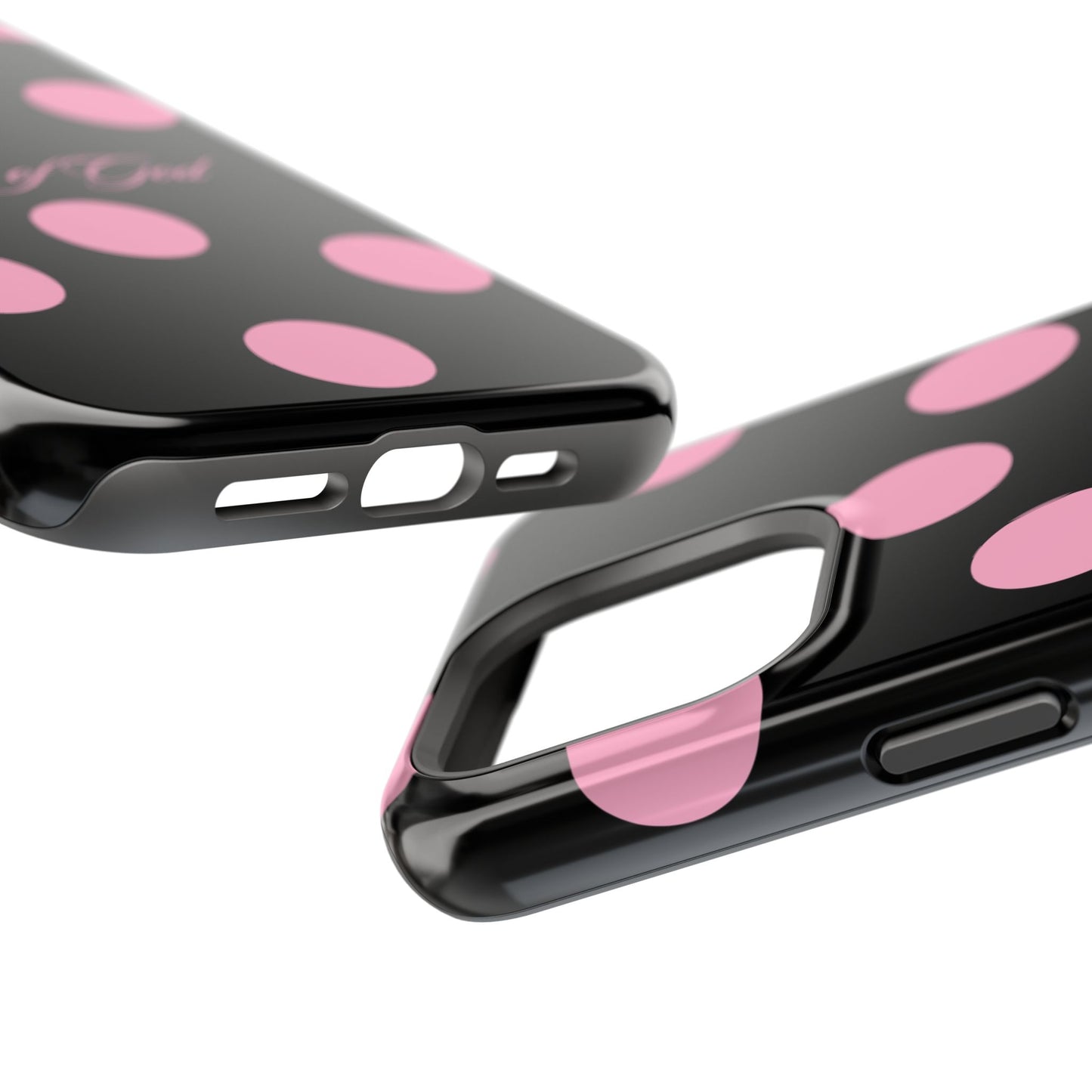 Child of God Pink and Black Polka Dot MagSafe Phone Case