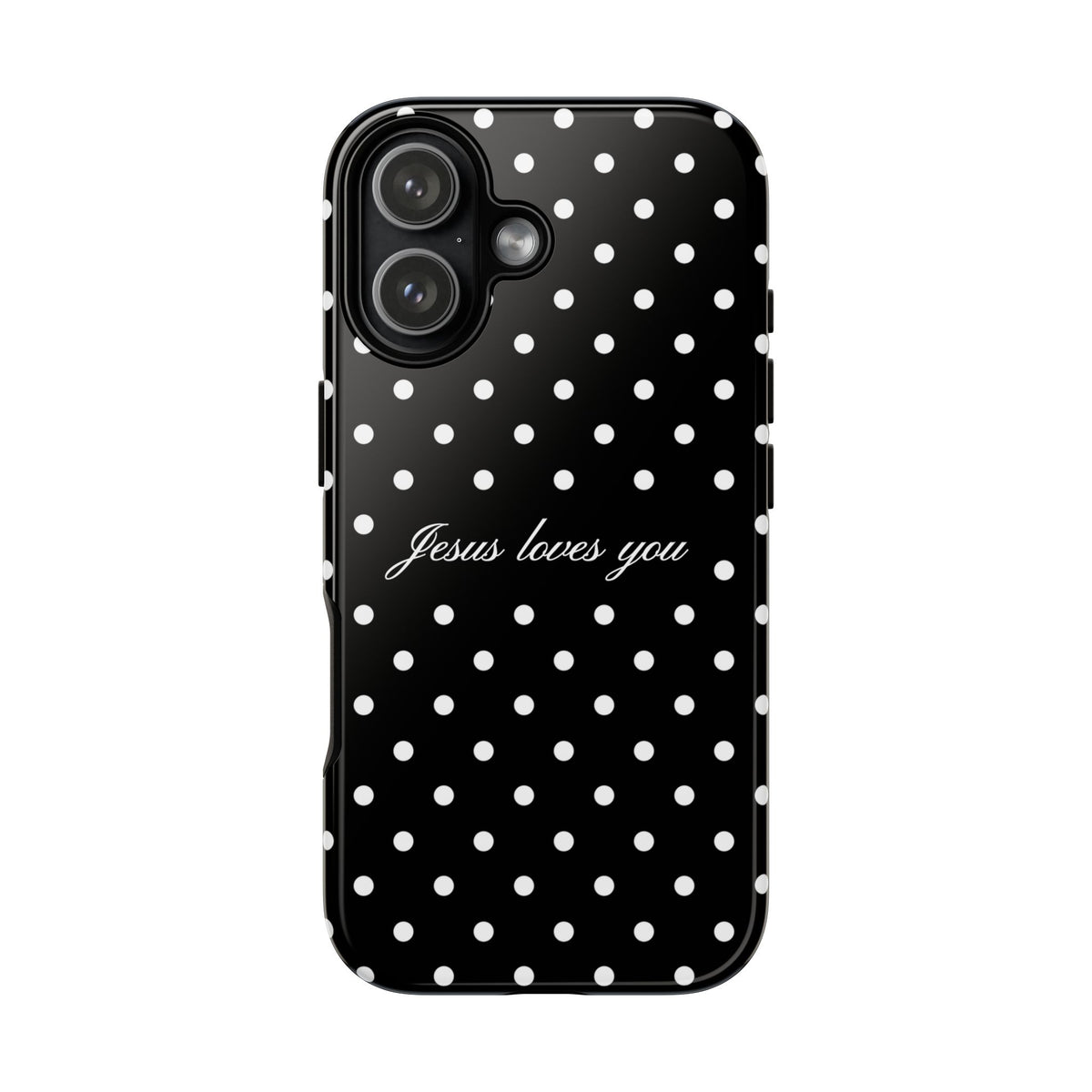Jesus Loves You Black Polka Dot Phone Case