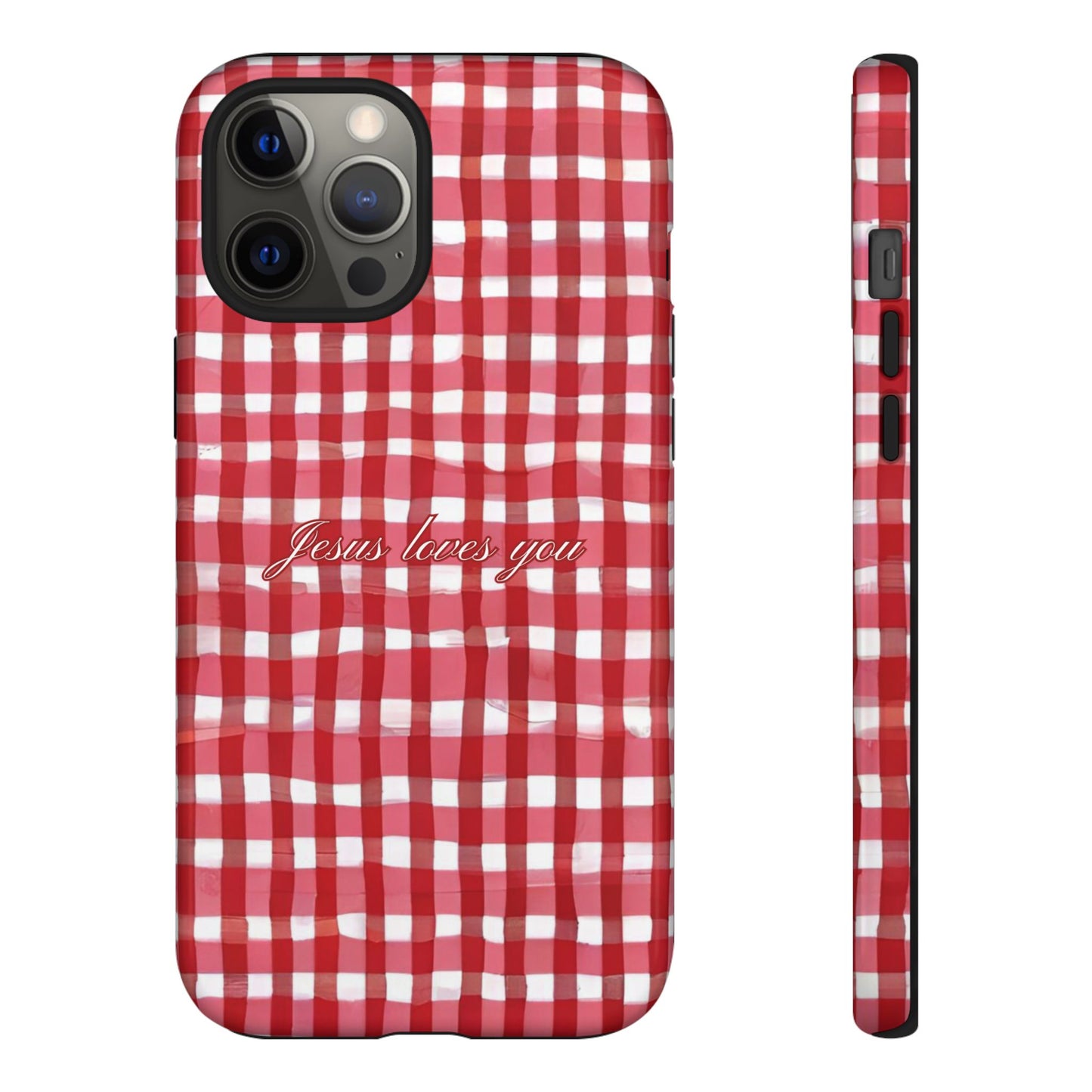 Jesus loves you Gingham phone case