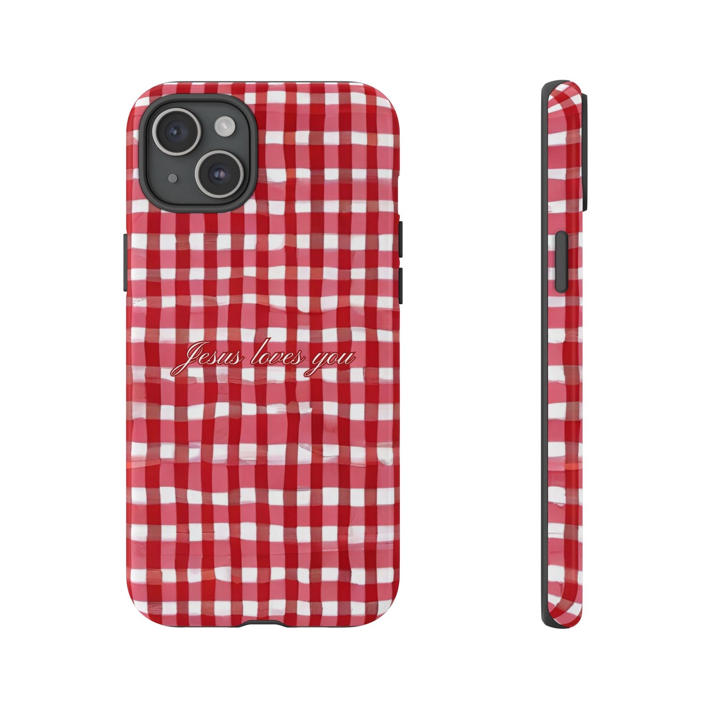 Jesus loves you Gingham phone case