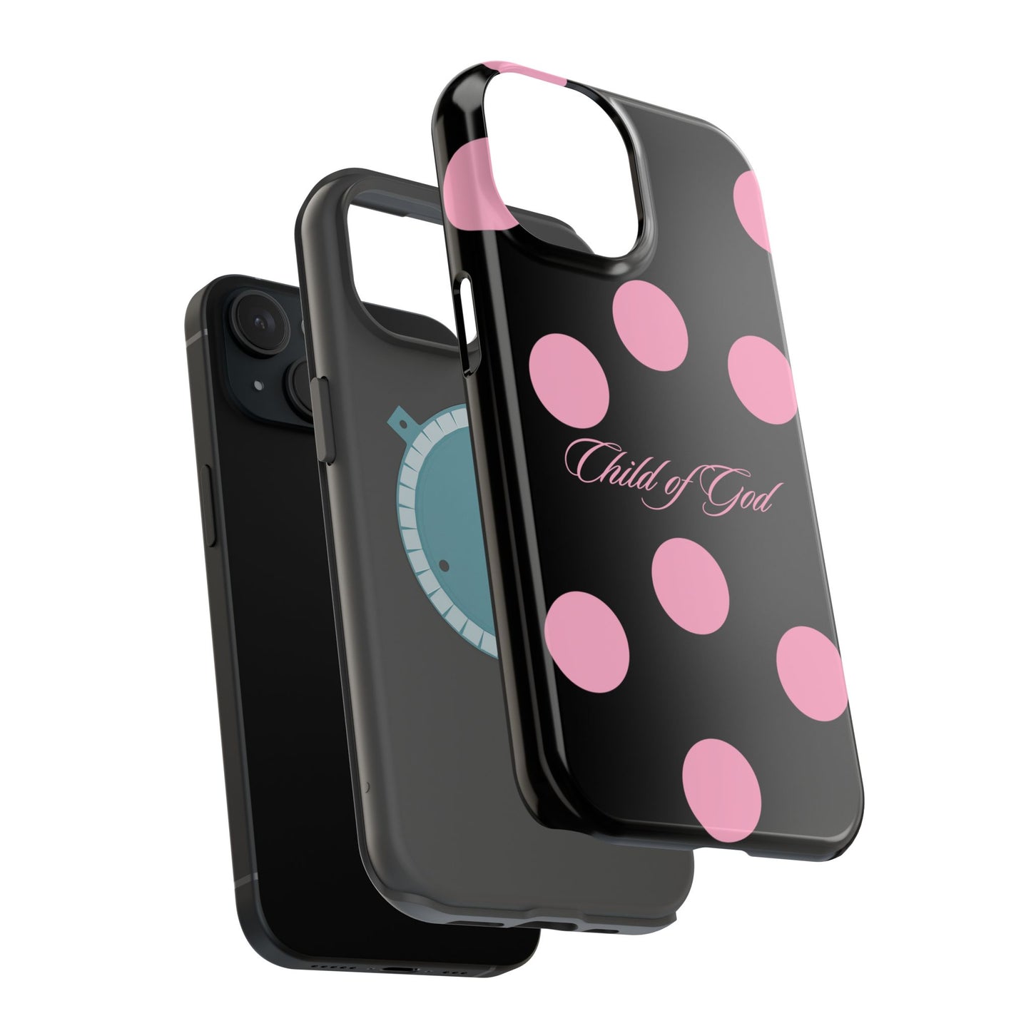 Child of God Pink and Black Polka Dot MagSafe Phone Case