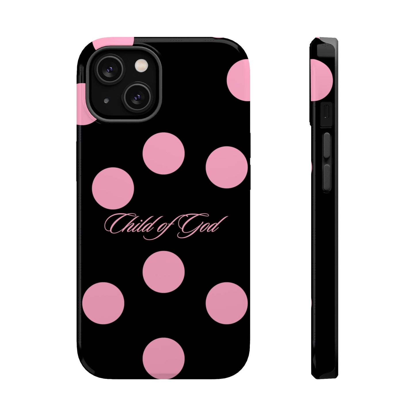 Child of God Pink and Black Polka Dot MagSafe Phone Case